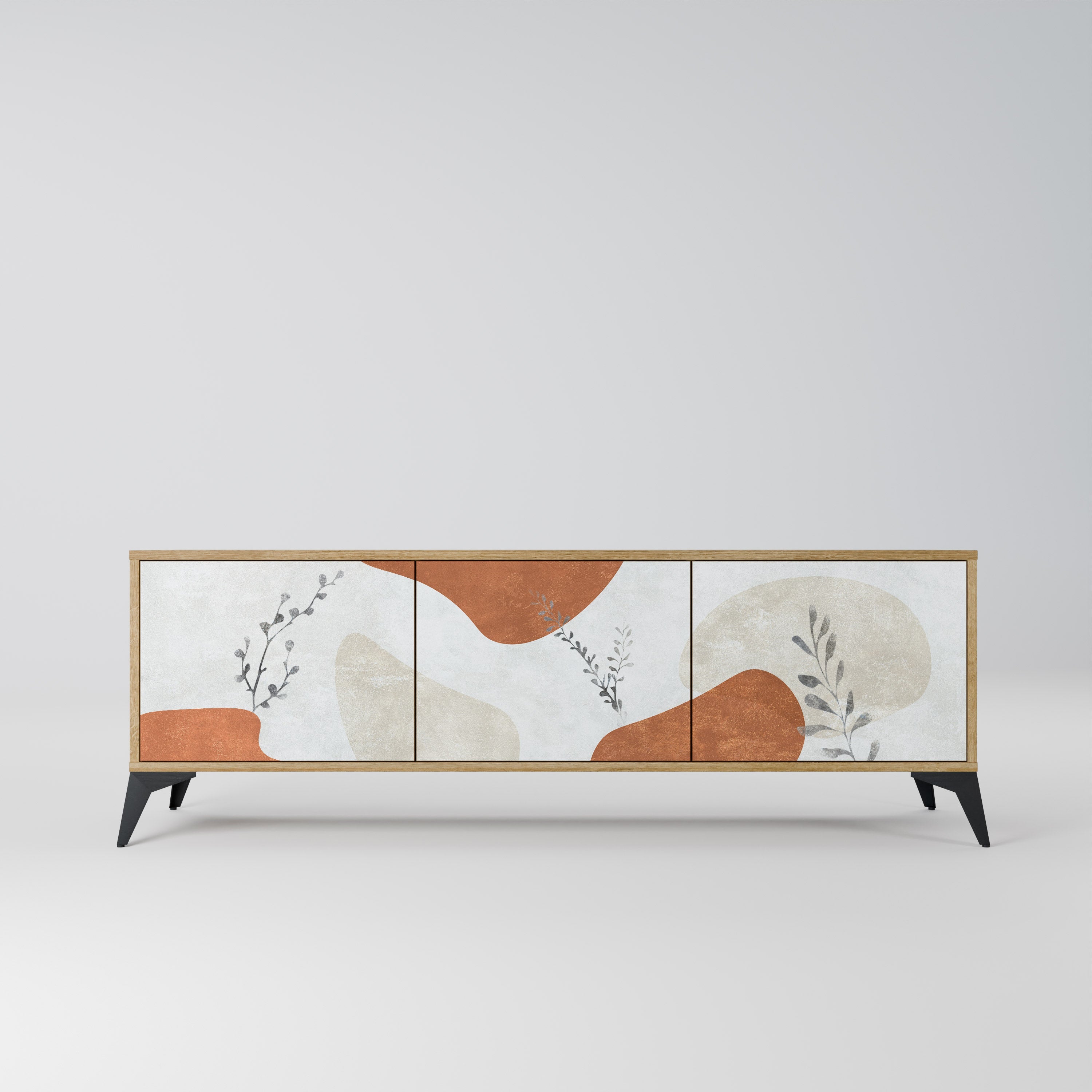 TRANQUIL TWIG Móvel de TV com 3 Portas em Efeito Carvalho