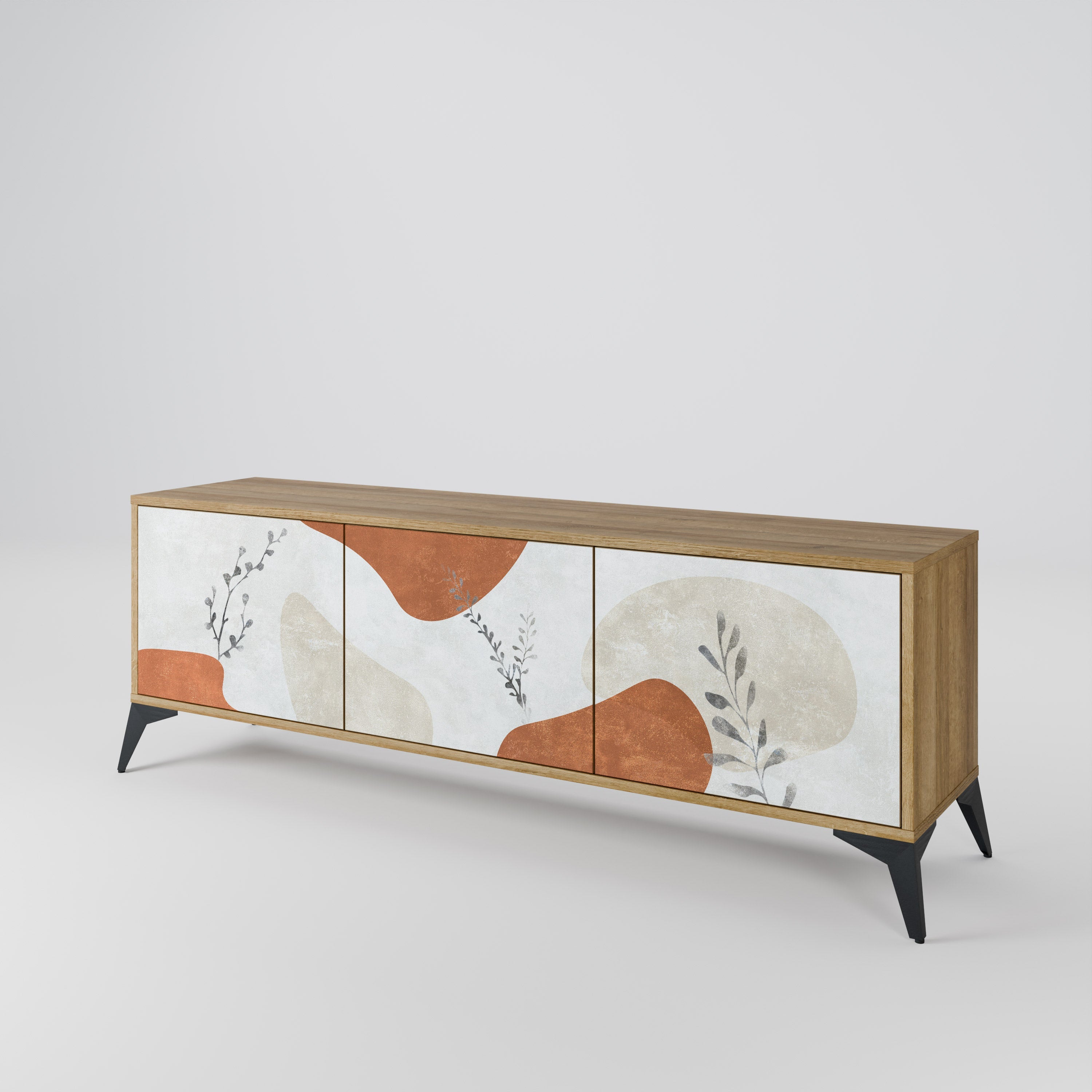 TRANQUIL TWIG Móvel de TV com 3 Portas em Efeito Carvalho