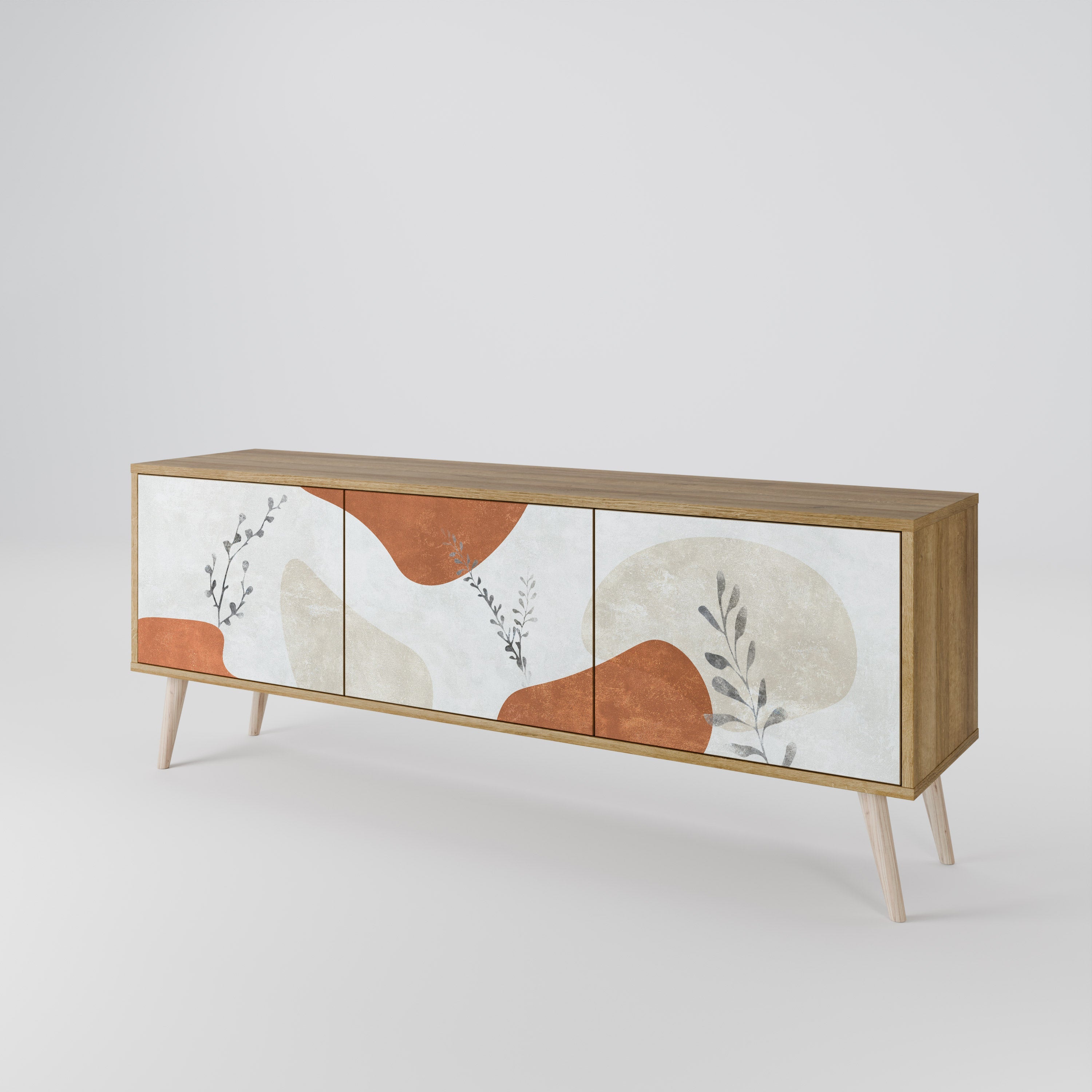 TRANQUIL TWIG Móvel de TV com 3 Portas em Efeito Carvalho