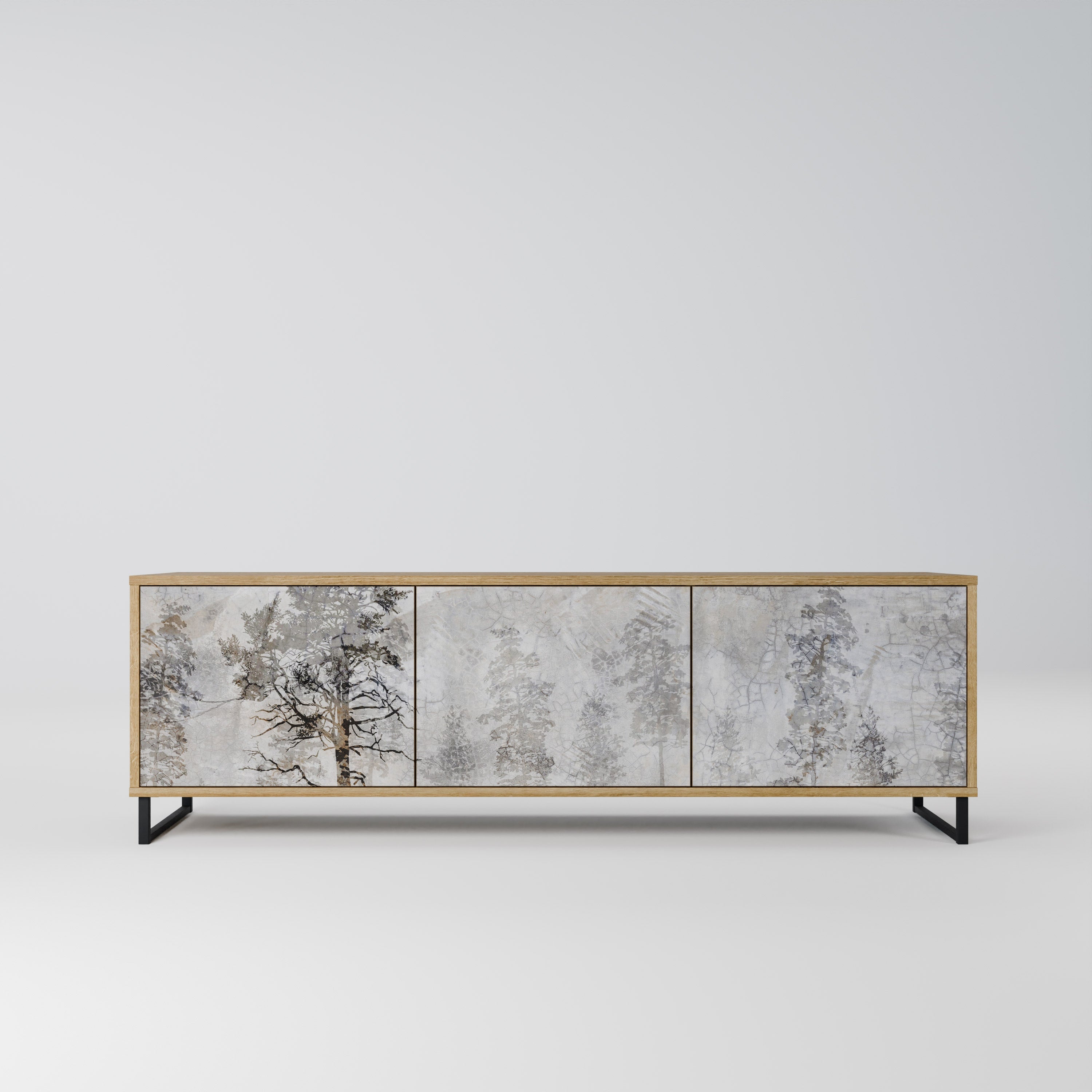 FADE IN THE TREES Móvel de TV com 3 Portas em Efeito Carvalho