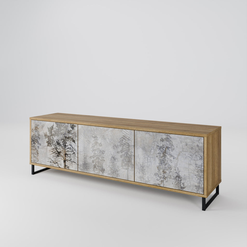 FADE IN THE TREES Móvel de TV com 3 Portas em Efeito Carvalho