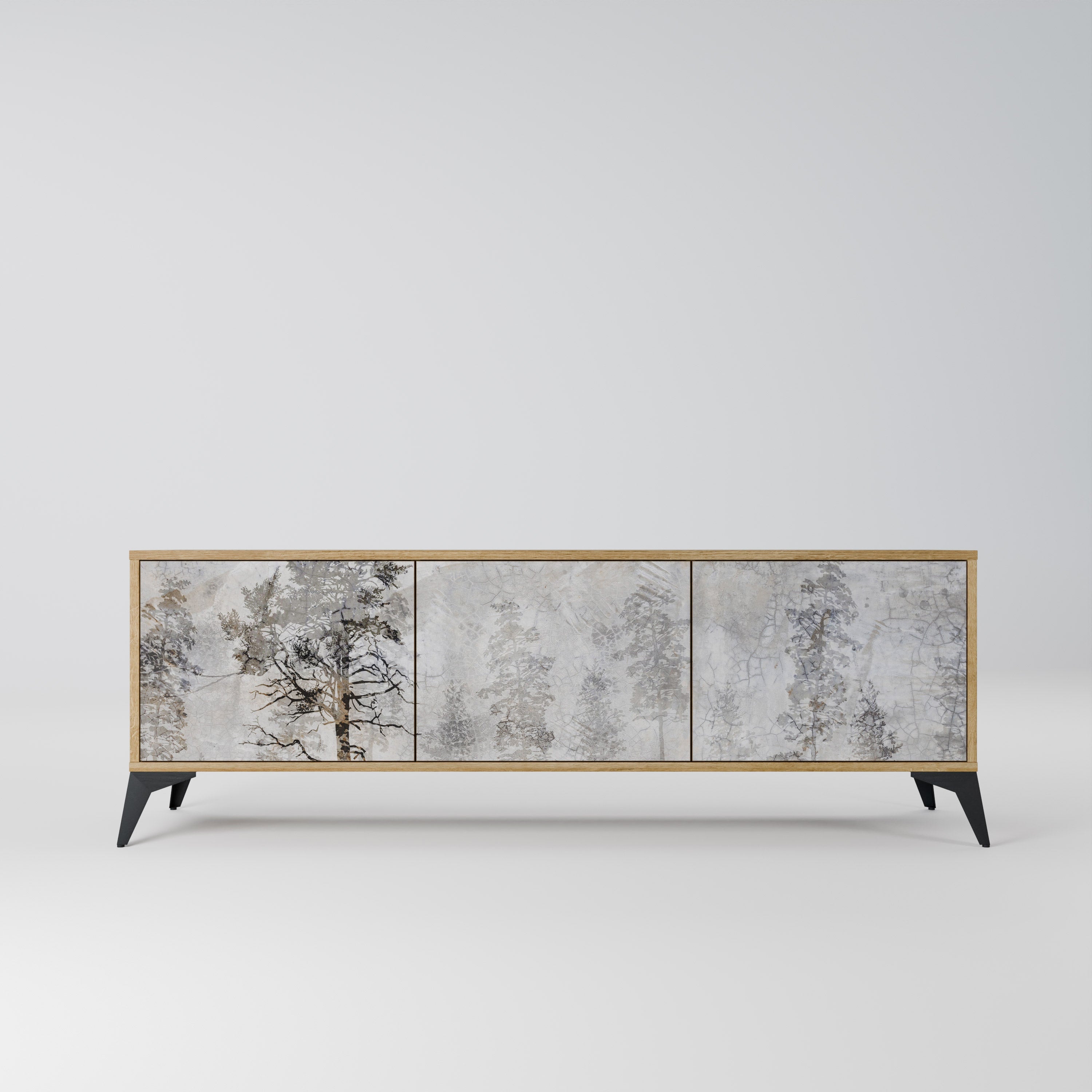 FADE IN THE TREES Móvel de TV com 3 Portas em Efeito Carvalho