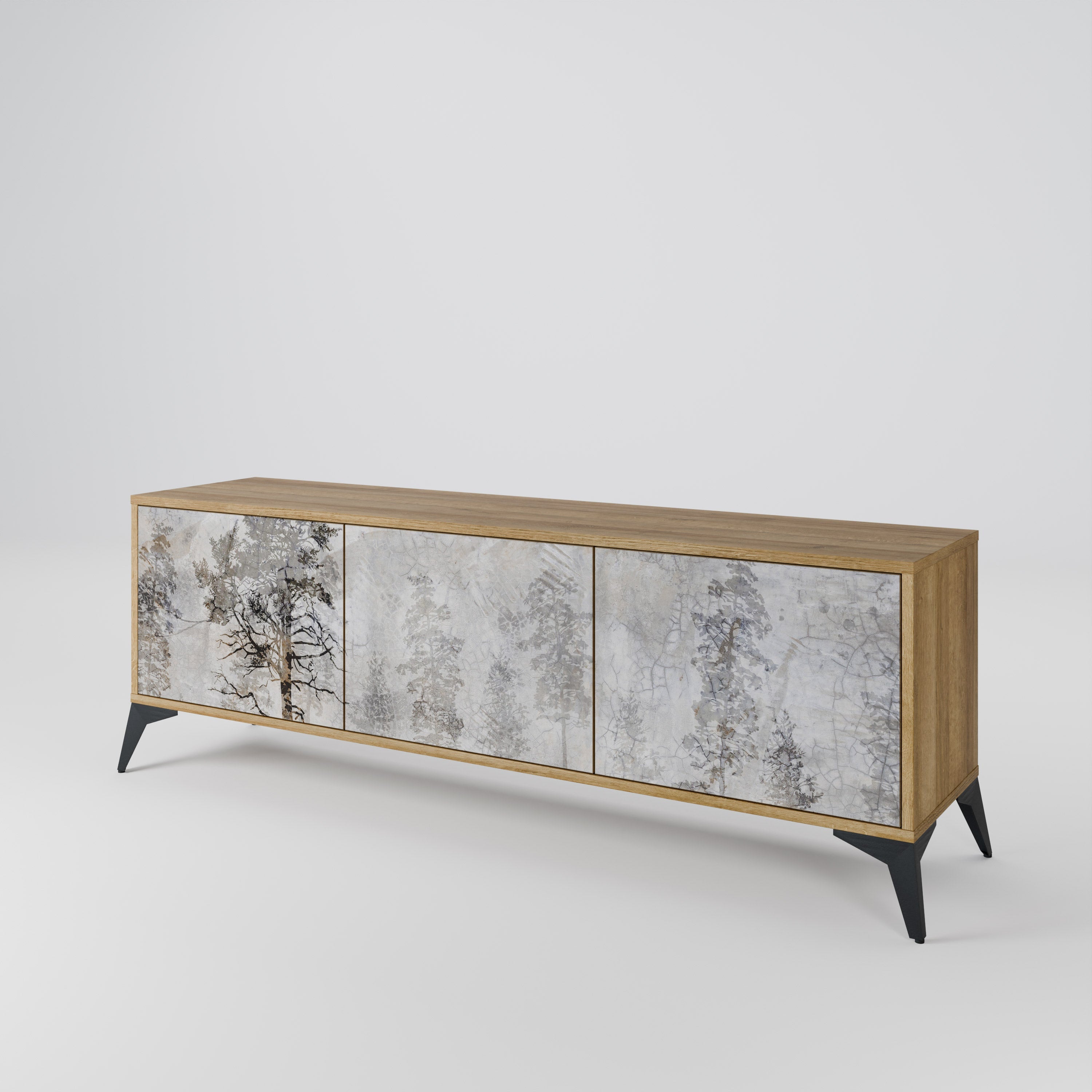 FADE IN THE TREES Móvel de TV com 3 Portas em Efeito Carvalho