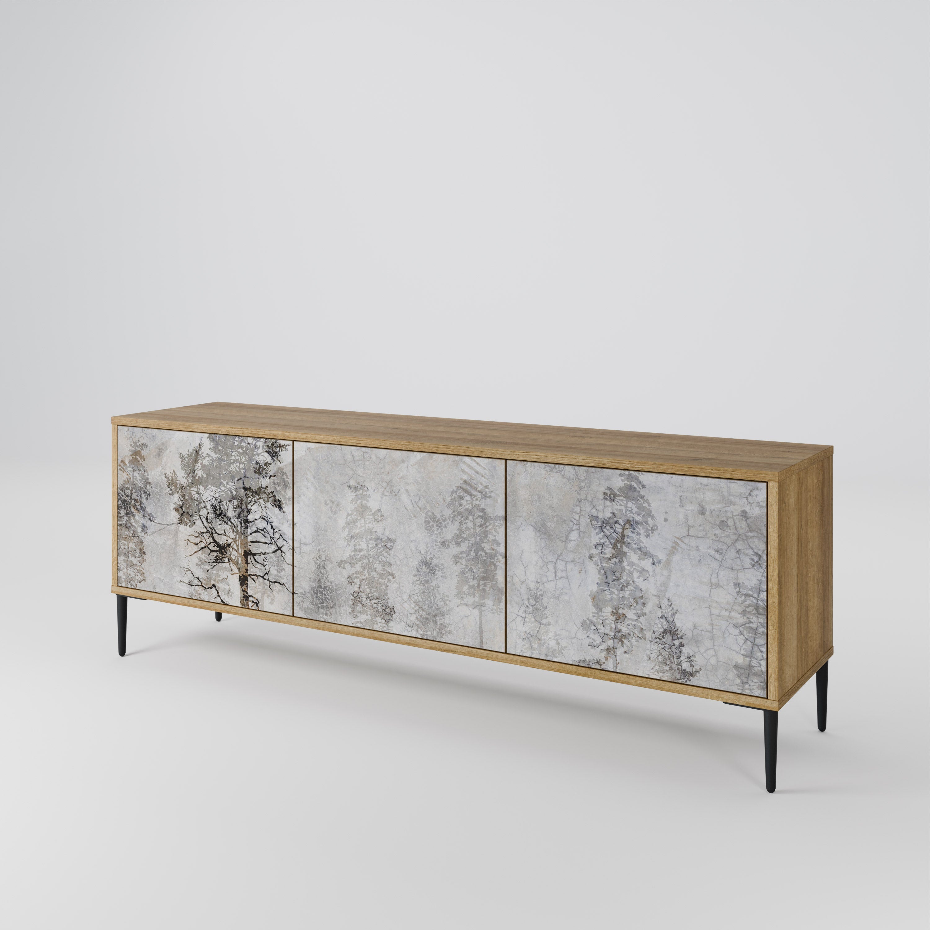 FADE IN THE TREES Móvel de TV com 3 Portas em Efeito Carvalho