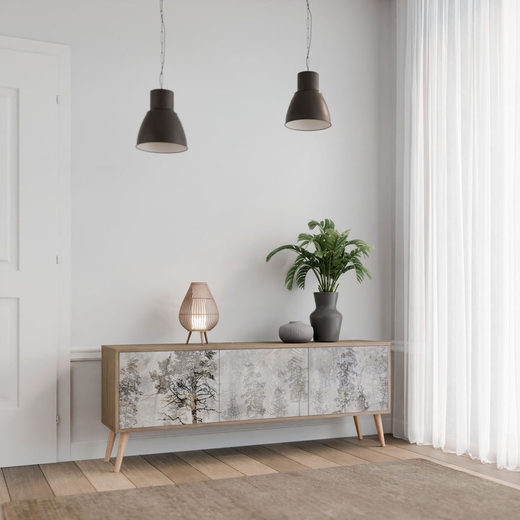 FADE IN THE TREES Móvel de TV com 3 Portas em Efeito Carvalho