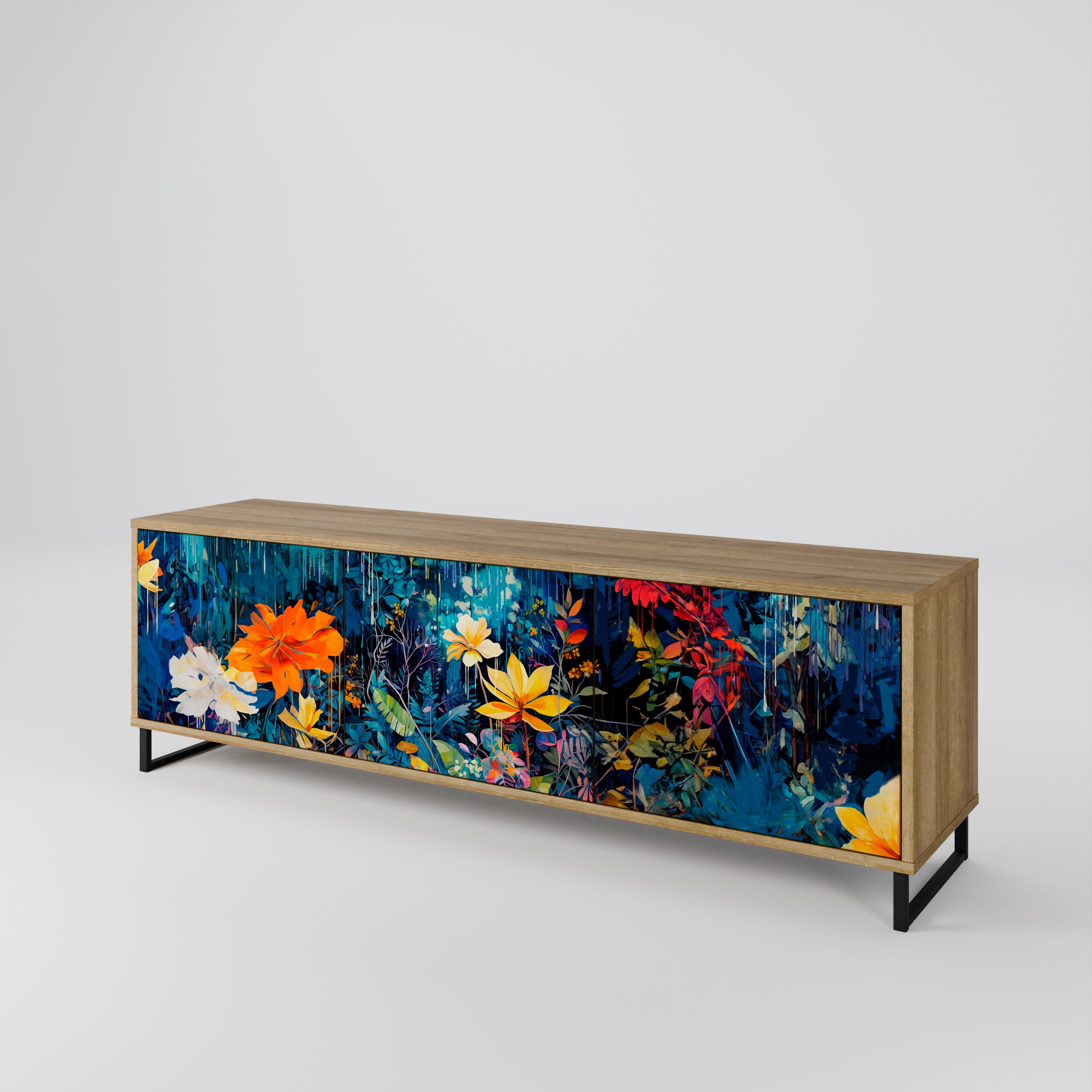 MIDNIGHT BLOSSOM Móvel de TV de 3 Portas