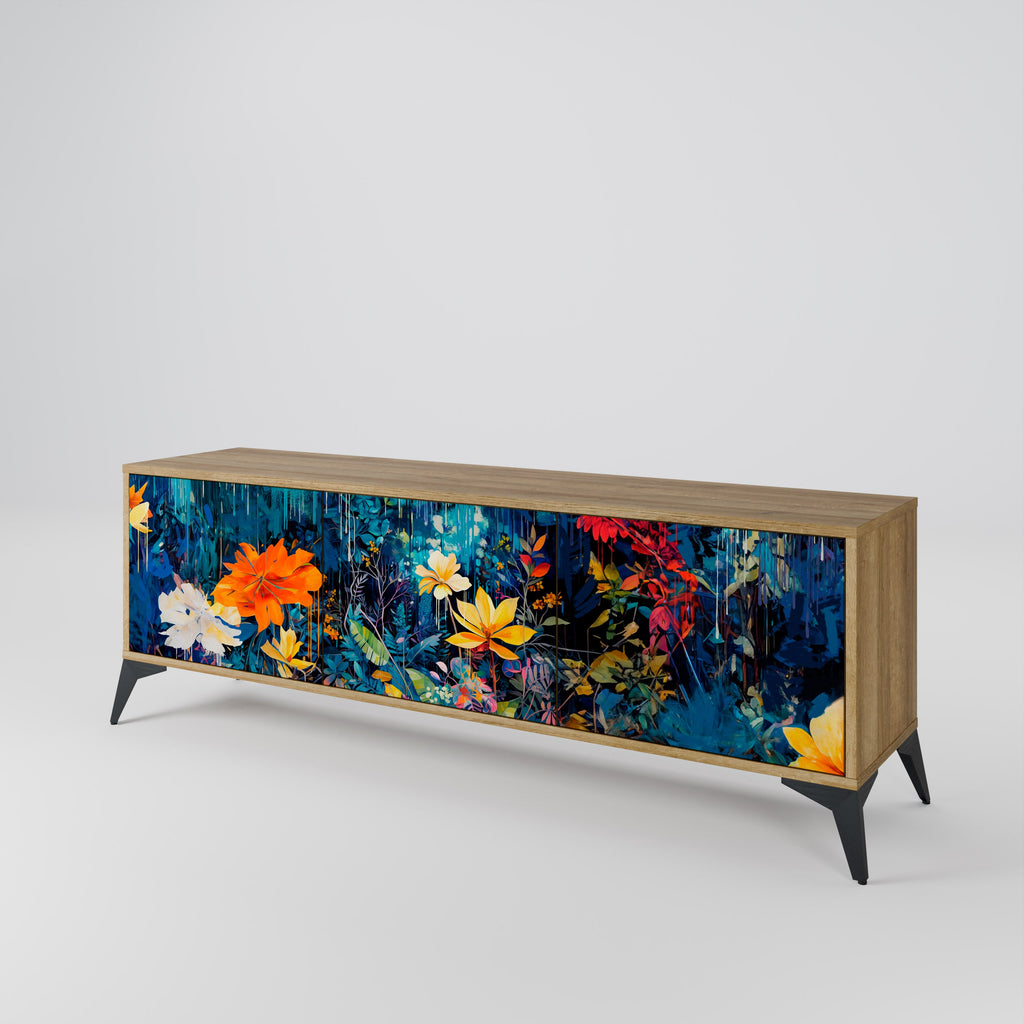 MIDNIGHT BLOSSOM Móvel de TV com 3 Portas em Efeito Carvalho