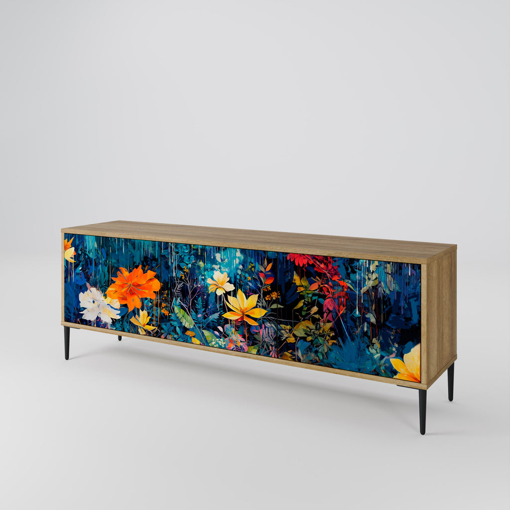 MIDNIGHT BLOSSOM Móvel de TV com 3 Portas em Efeito Carvalho