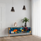 MIDNIGHT BLOSSOM Móvel de TV com 3 Portas em Efeito Carvalho