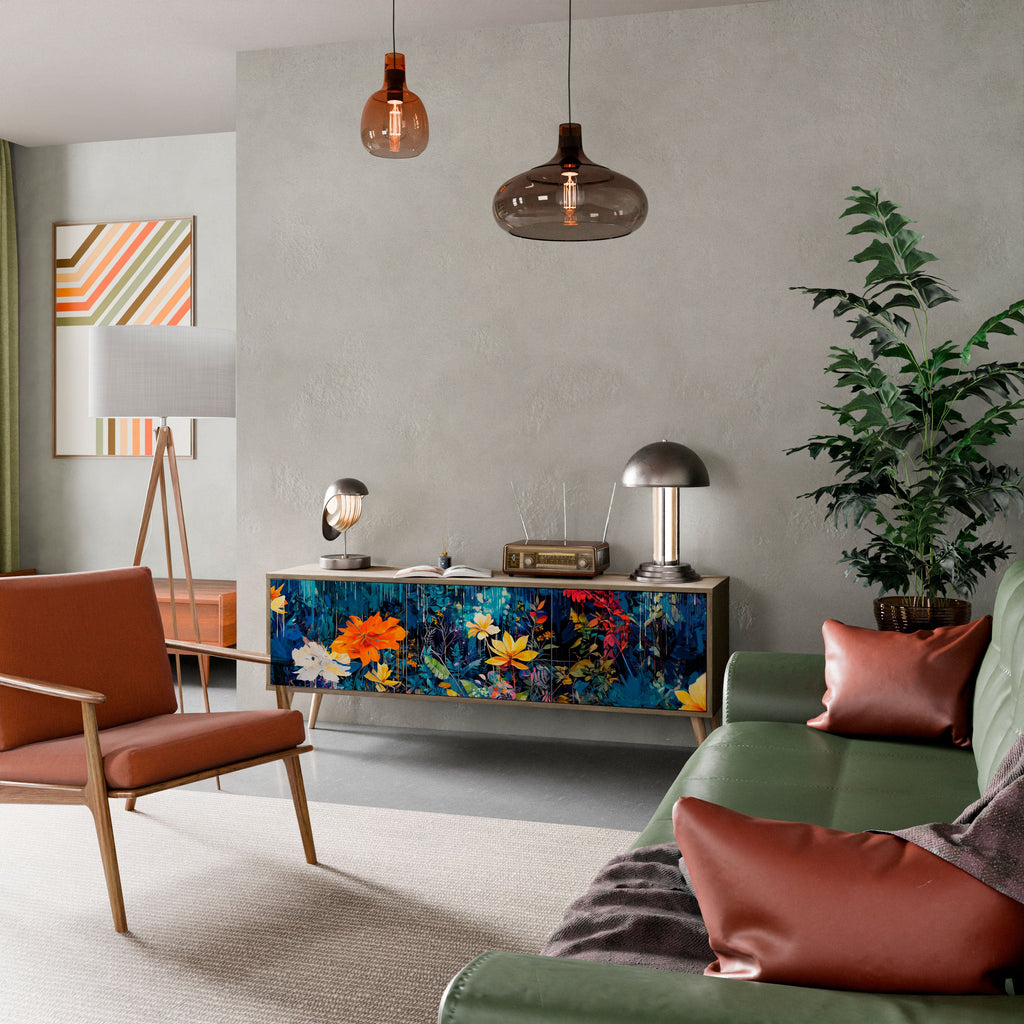 MIDNIGHT BLOSSOM Móvel de TV com 3 Portas em Efeito Carvalho