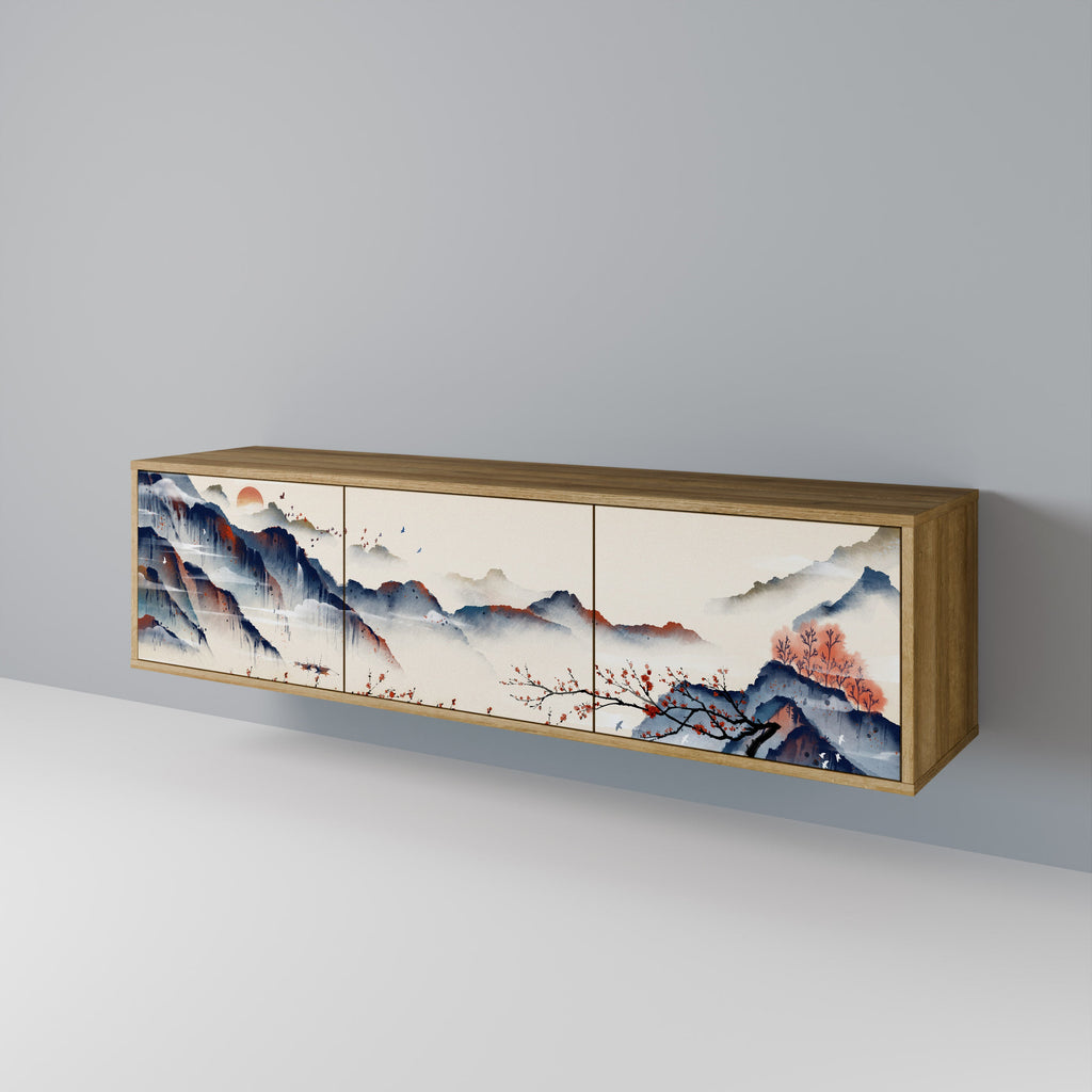 JAPANESE LANDSCAPE Móvel de TV com 3 Portas em Efeito Carvalho