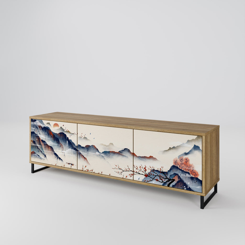 JAPANESE LANDSCAPE Móvel de TV com 3 Portas em Efeito Carvalho