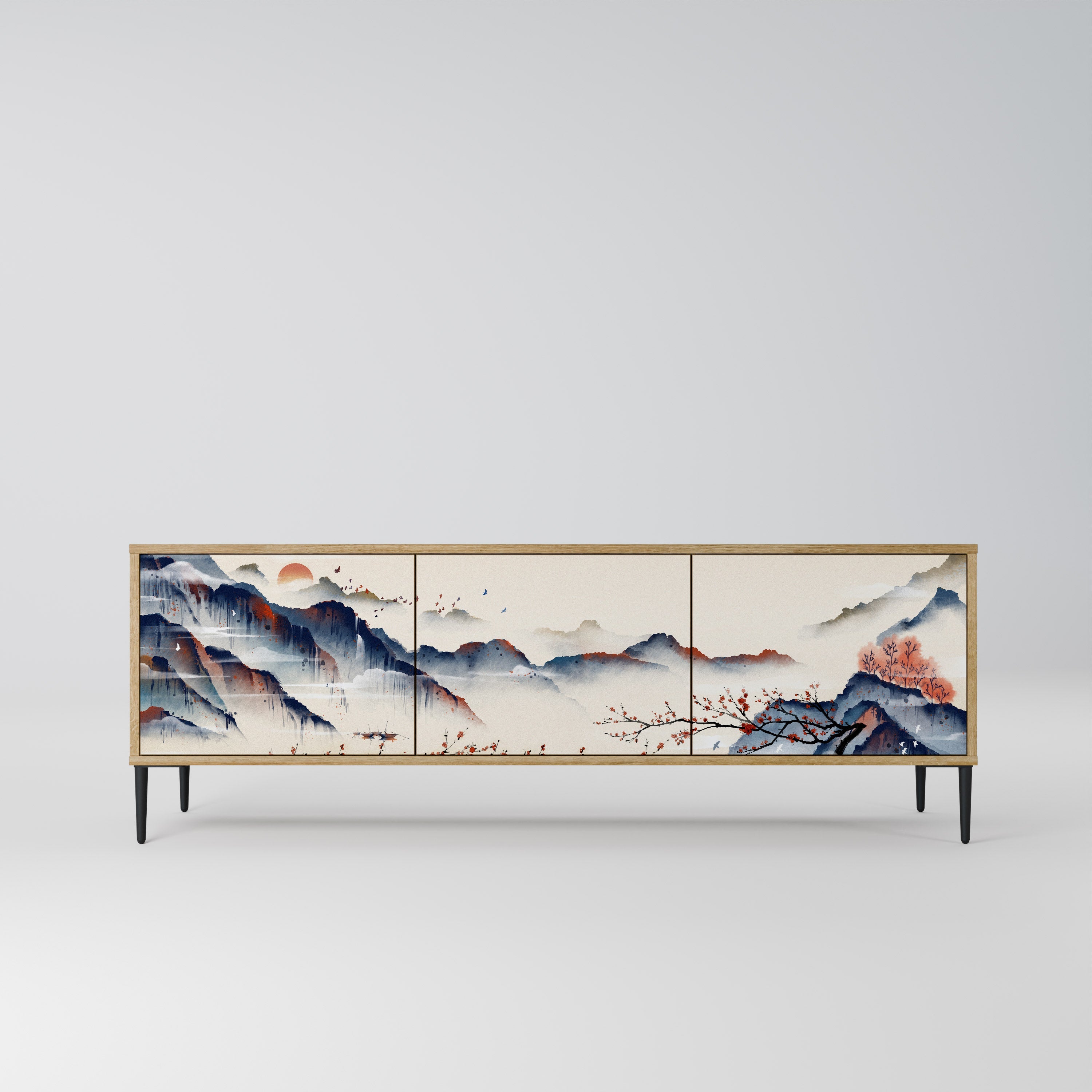 JAPANESE LANDSCAPE Móvel de TV com 3 Portas em Efeito Carvalho