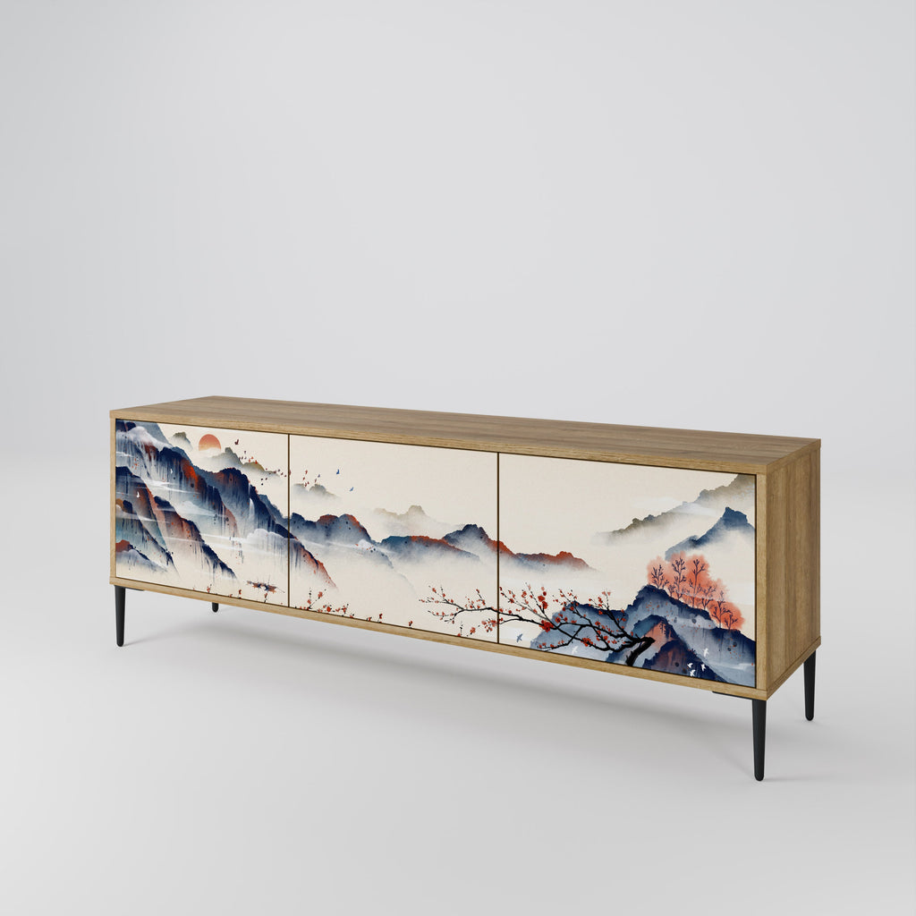 JAPANESE LANDSCAPE Móvel de TV com 3 Portas em Efeito Carvalho