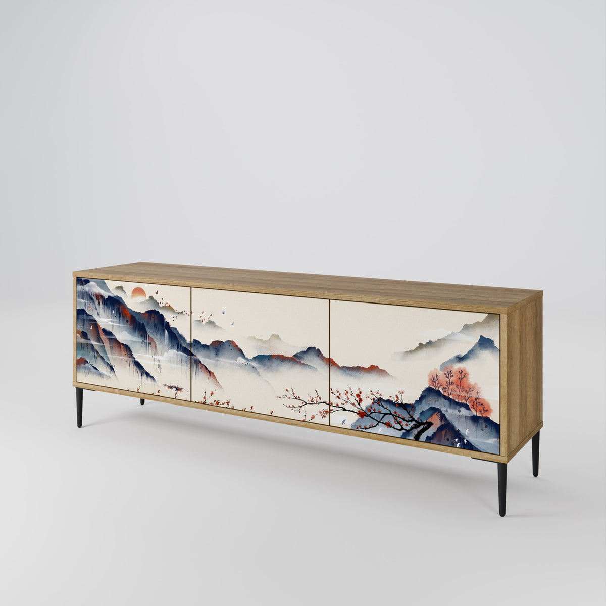 JAPANESE LANDSCAPE 3-Door TV Cabinet