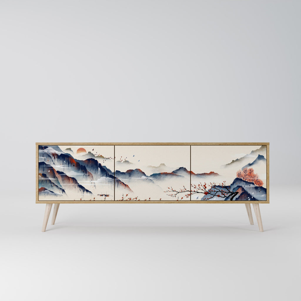 JAPANESE LANDSCAPE Móvel de TV com 3 Portas em Efeito Carvalho