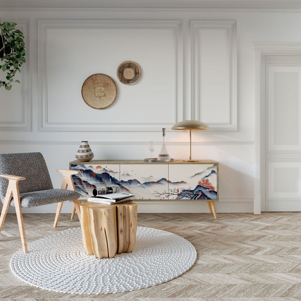 JAPANESE LANDSCAPE Móvel de TV com 3 Portas em Efeito Carvalho