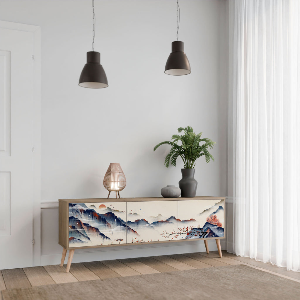 JAPANESE LANDSCAPE Móvel de TV com 3 Portas em Efeito Carvalho