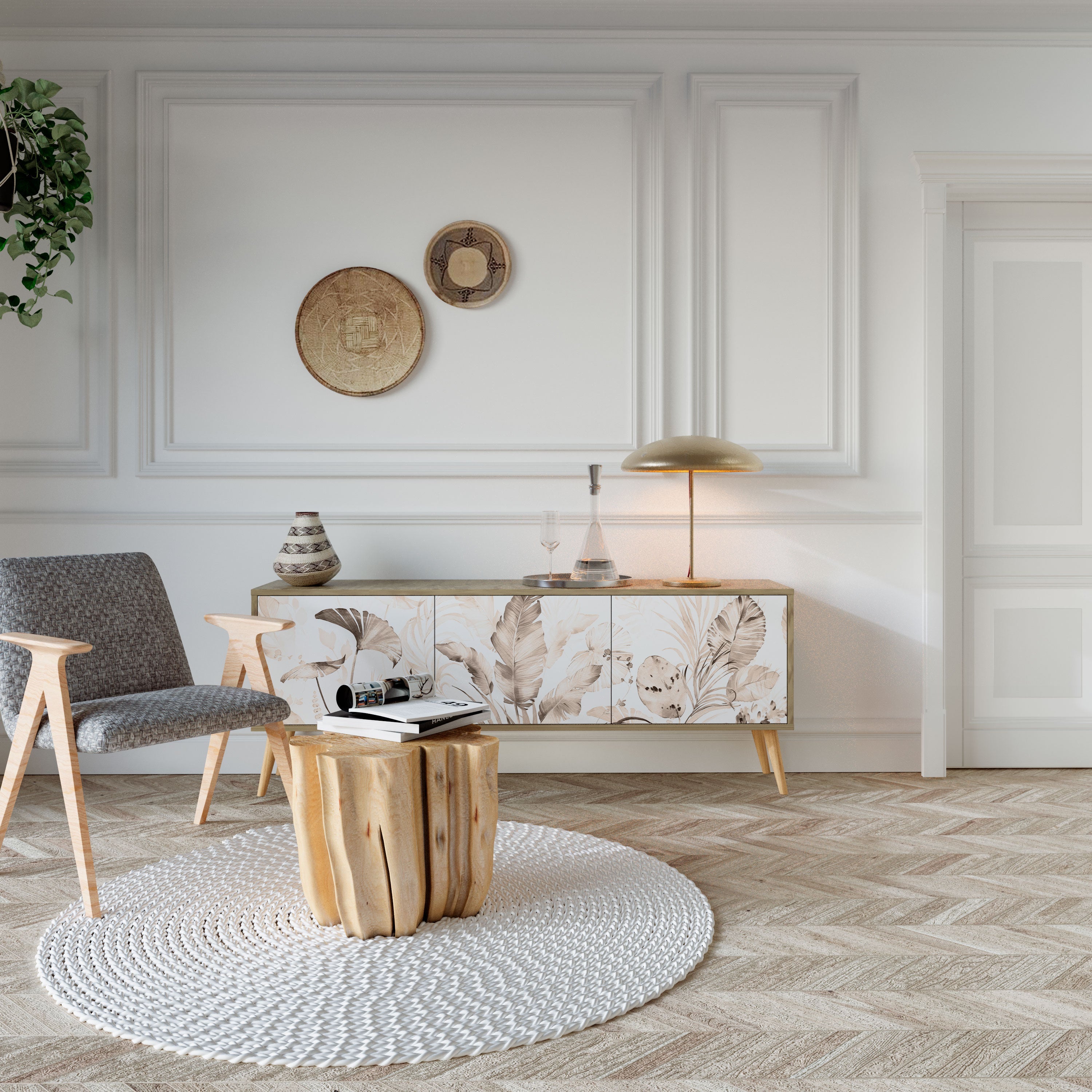 WILD TENDERNESS Móvel de TV com 3 Portas em Efeito Carvalho