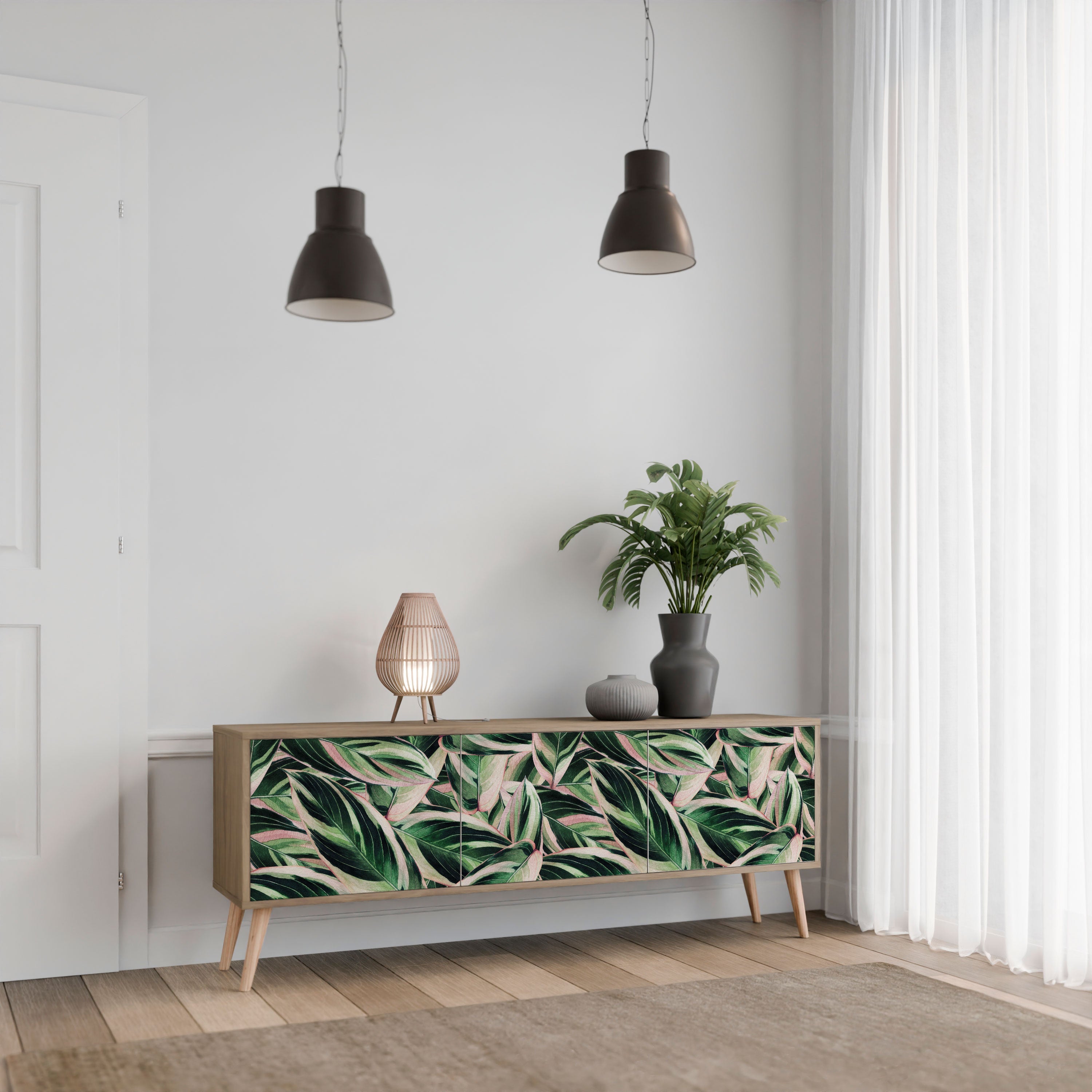 EERIE STROMANTHE Móvel de TV com 3 Portas em Efeito Carvalho