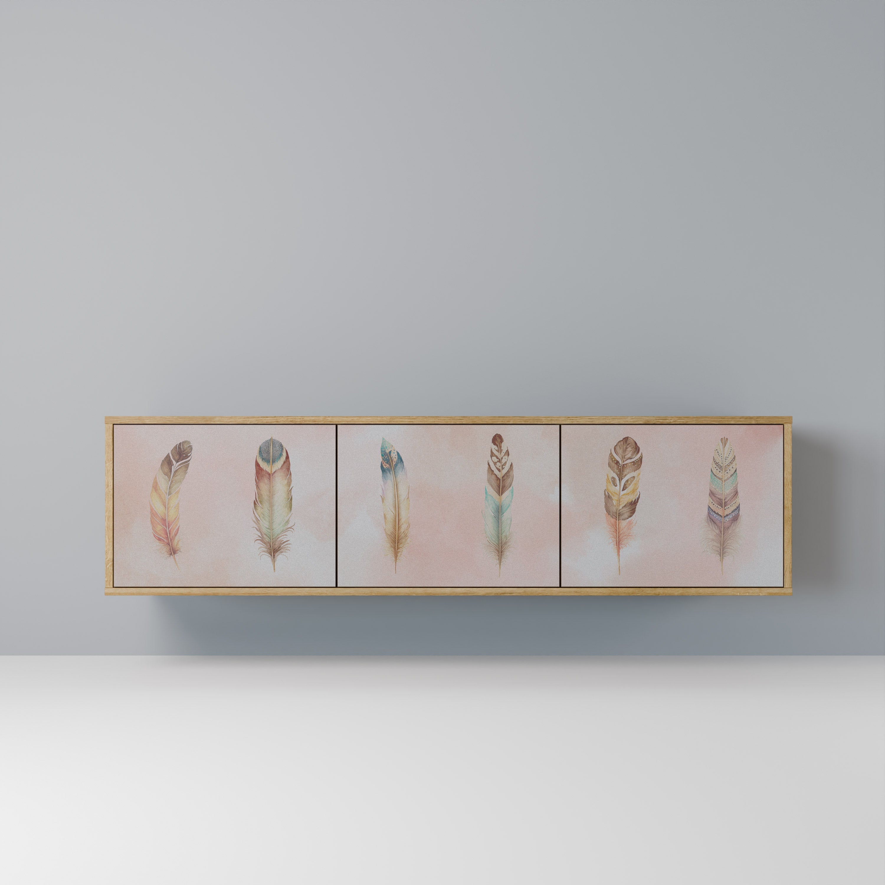 THE DELIQUESCE Móvel de TV com 3 Portas em Efeito Carvalho