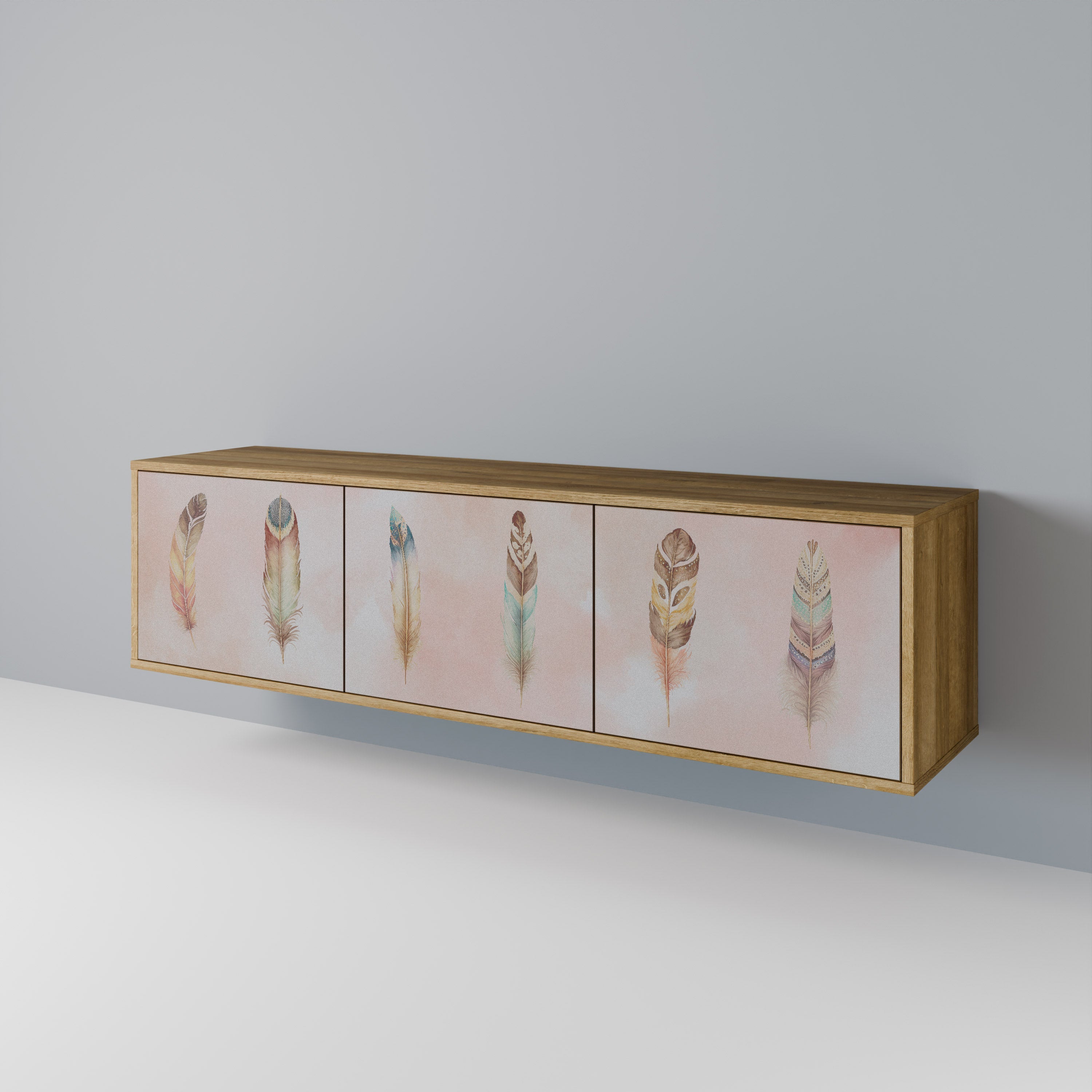 THE DELIQUESCE Móvel de TV com 3 Portas em Efeito Carvalho