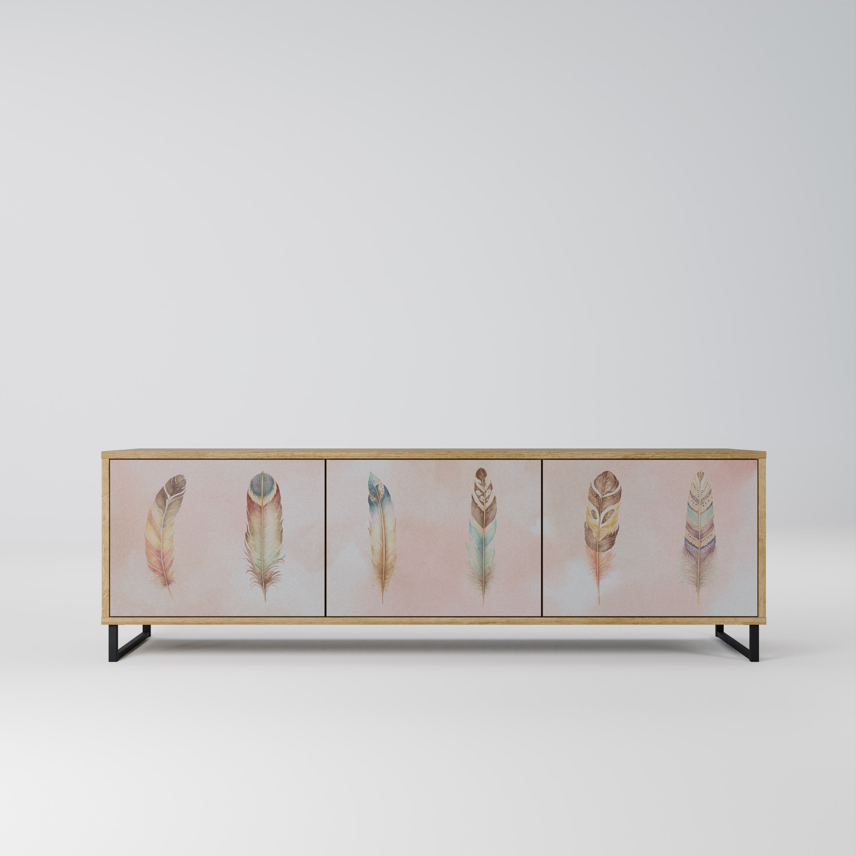 THE DELIQUESCE Móvel de TV com 3 Portas em Efeito Carvalho