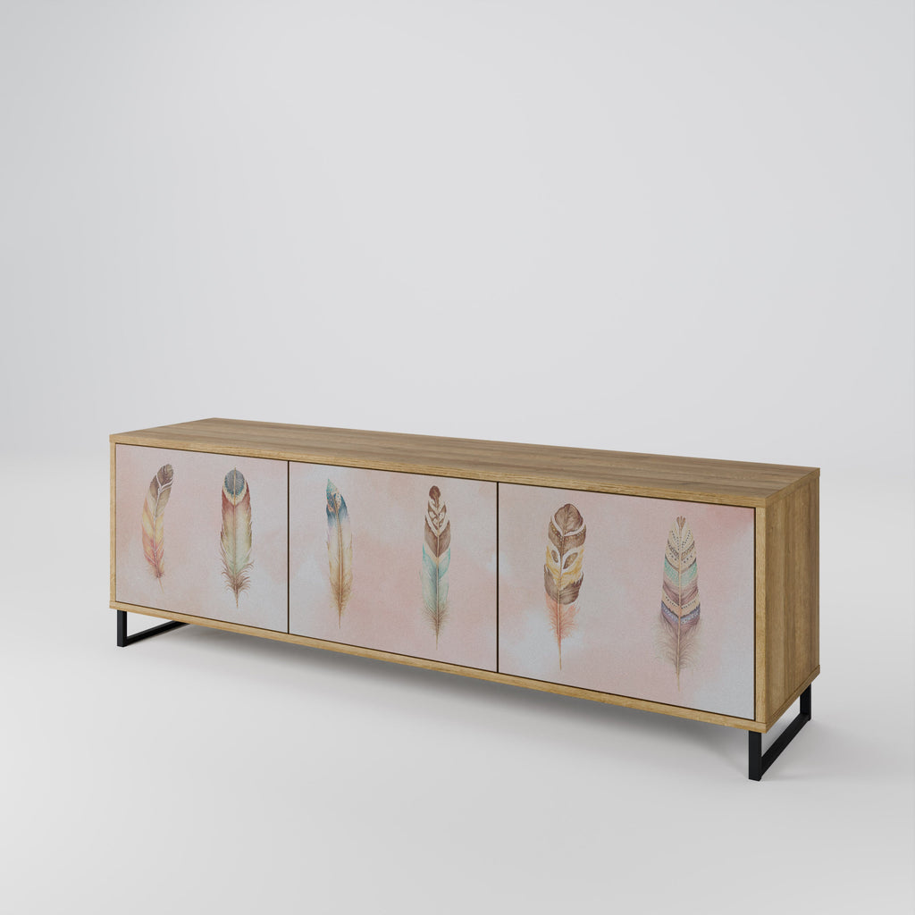 THE DELIQUESCE Móvel de TV com 3 Portas em Efeito Carvalho