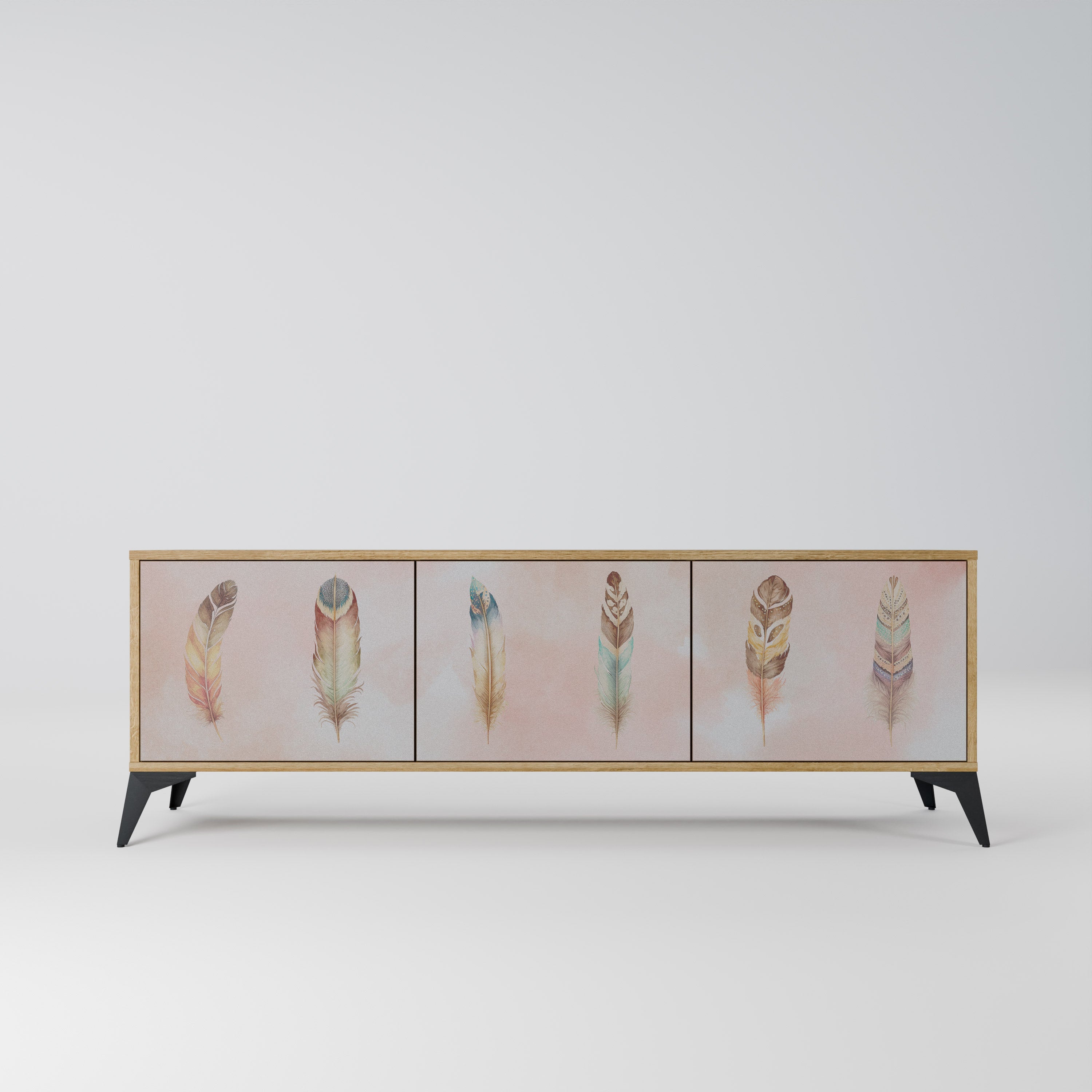 THE DELIQUESCE Móvel de TV com 3 Portas em Efeito Carvalho