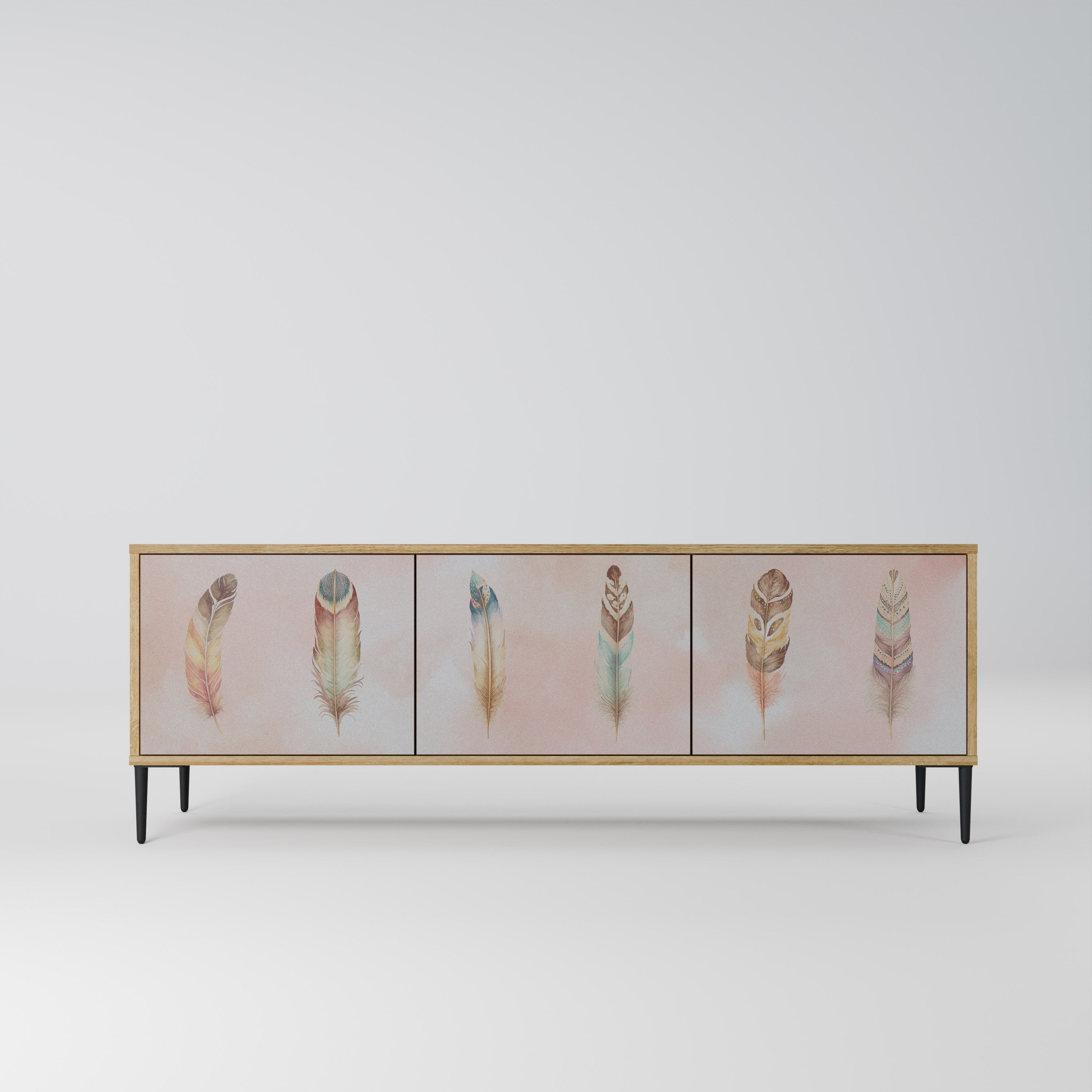 THE DELIQUESCE Móvel de TV com 3 Portas em Efeito Carvalho