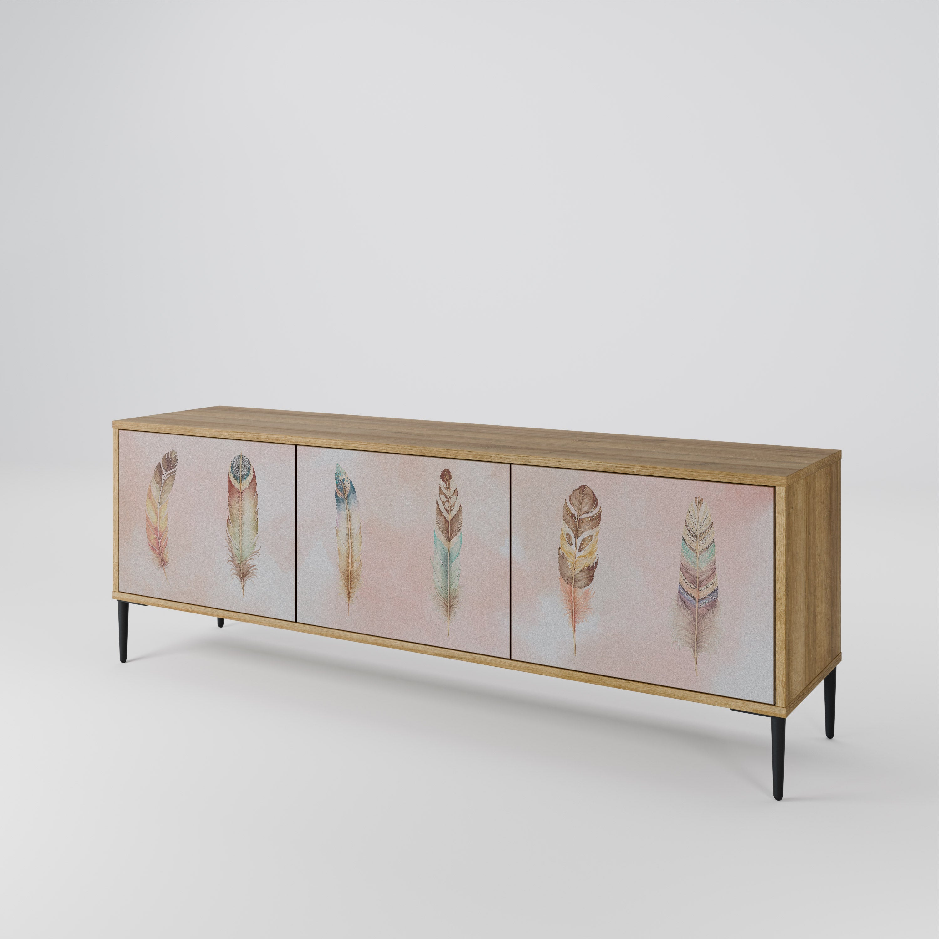 THE DELIQUESCE Móvel de TV com 3 Portas em Efeito Carvalho