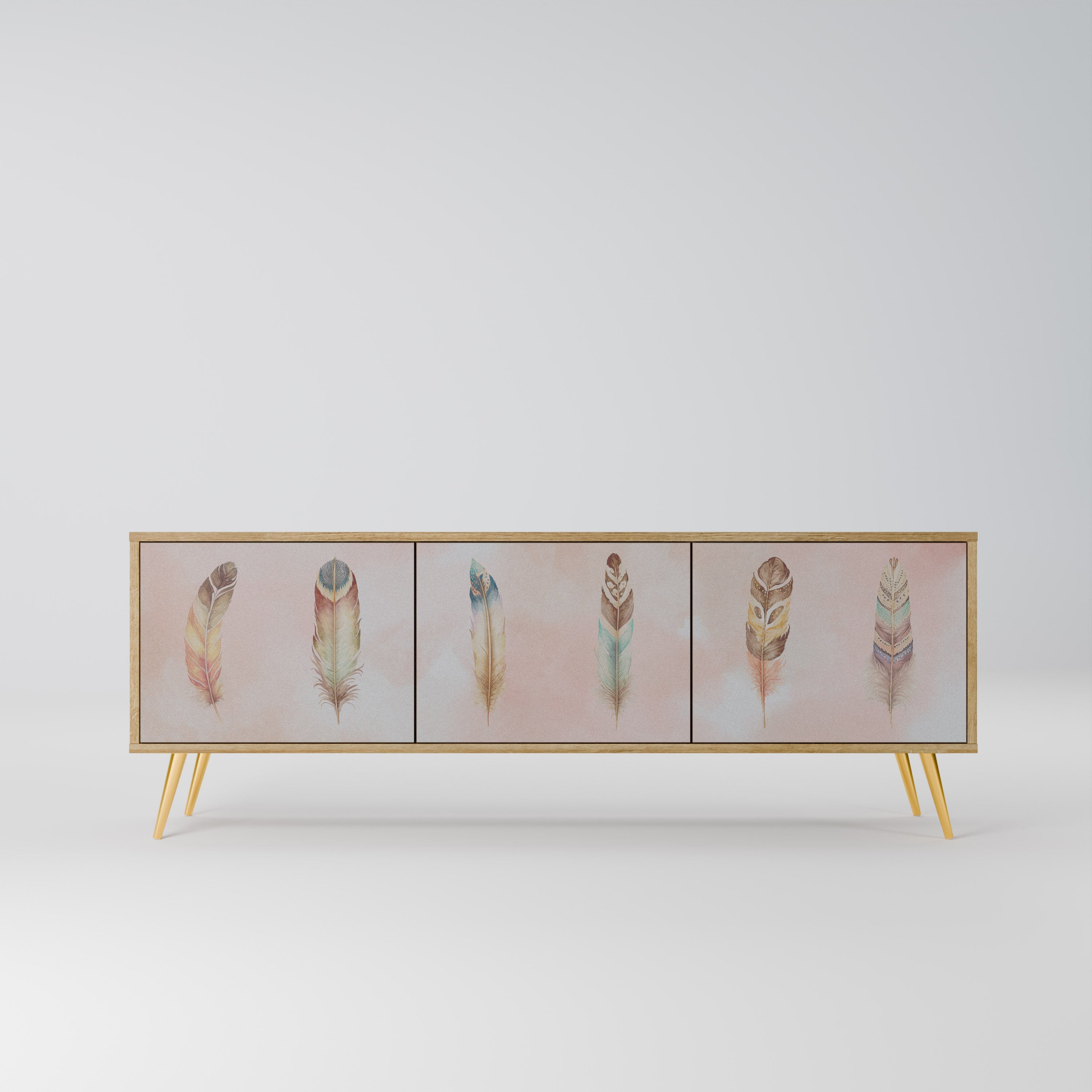 THE DELIQUESCE Móvel de TV com 3 Portas em Efeito Carvalho