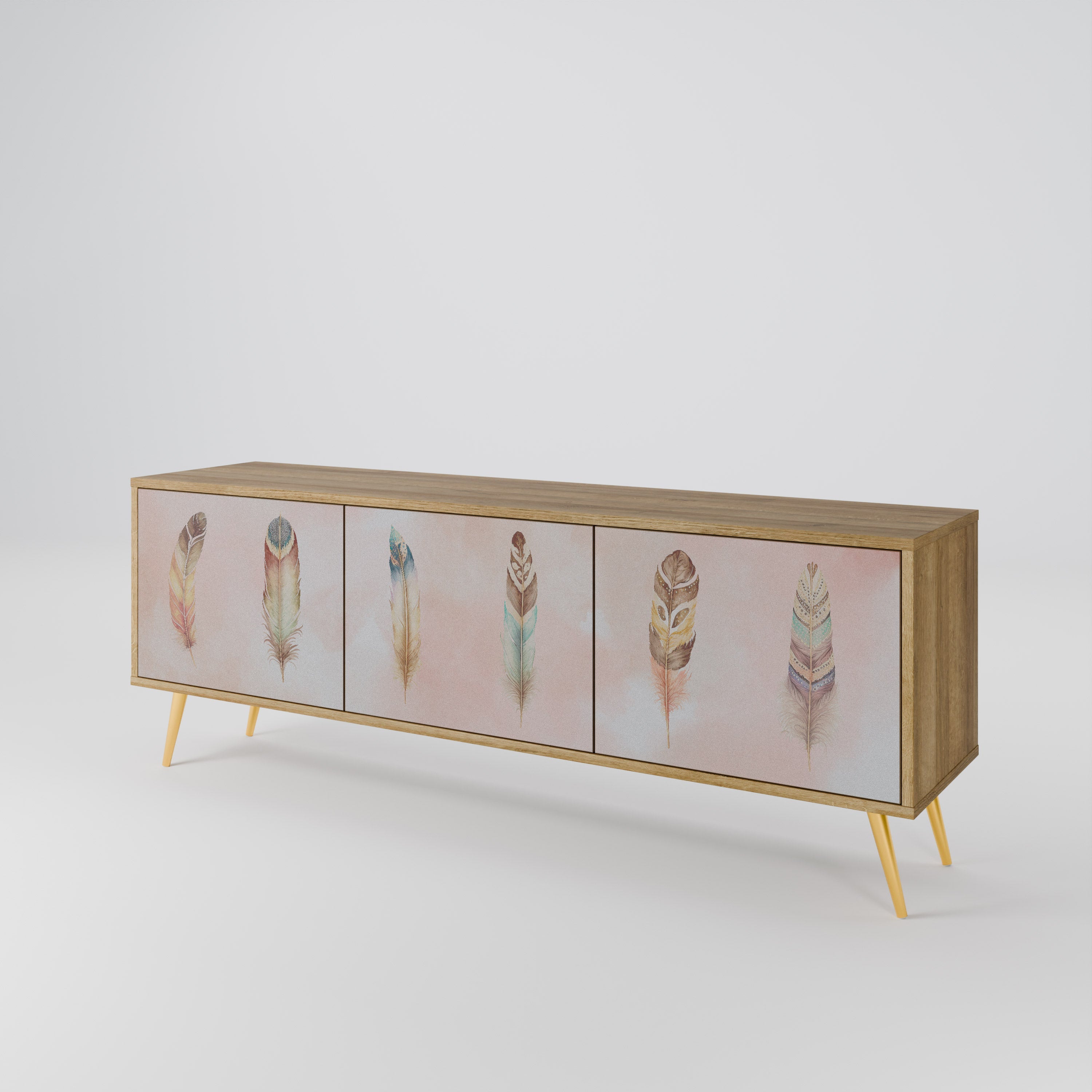 THE DELIQUESCE Móvel de TV com 3 Portas em Efeito Carvalho