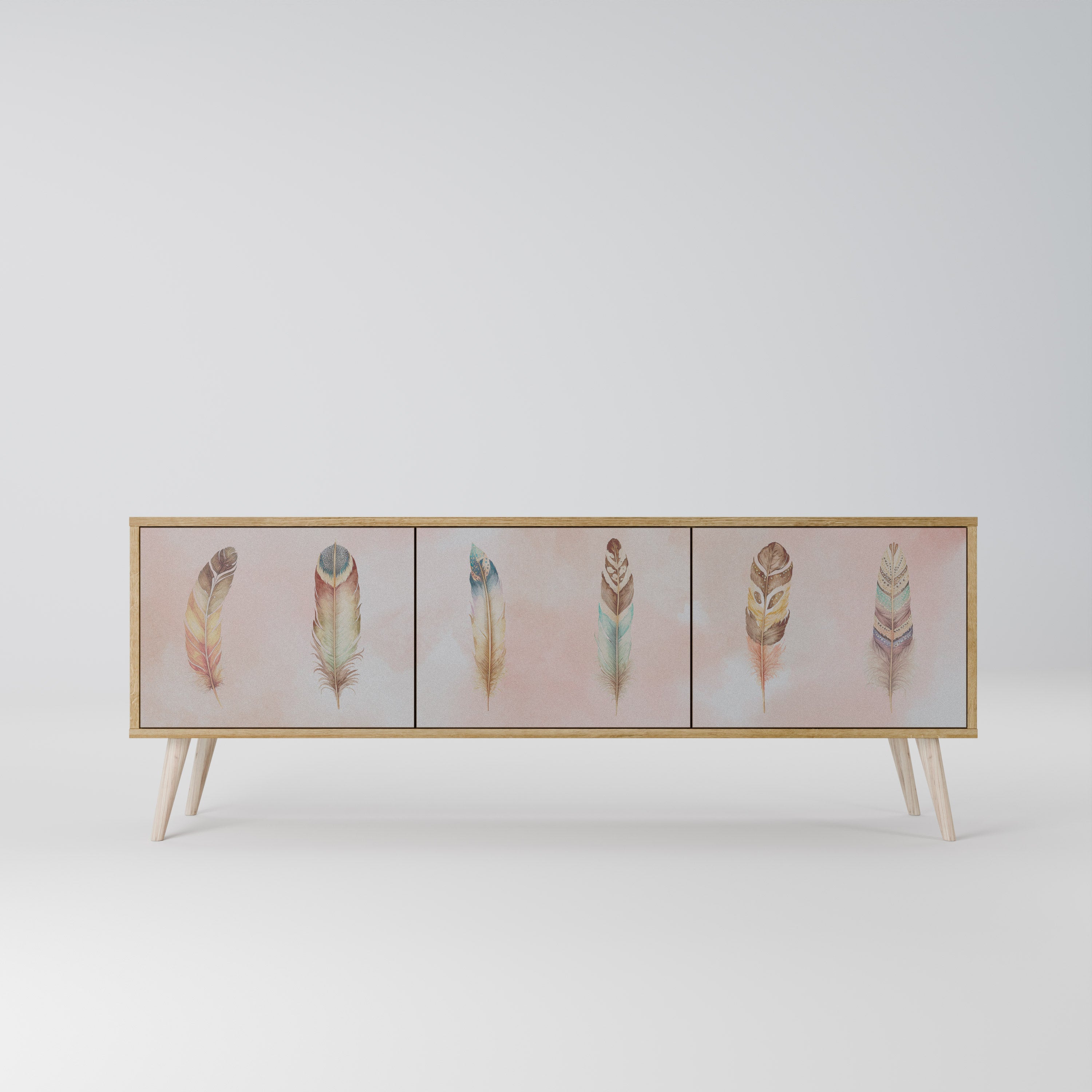 THE DELIQUESCE Móvel de TV com 3 Portas em Efeito Carvalho