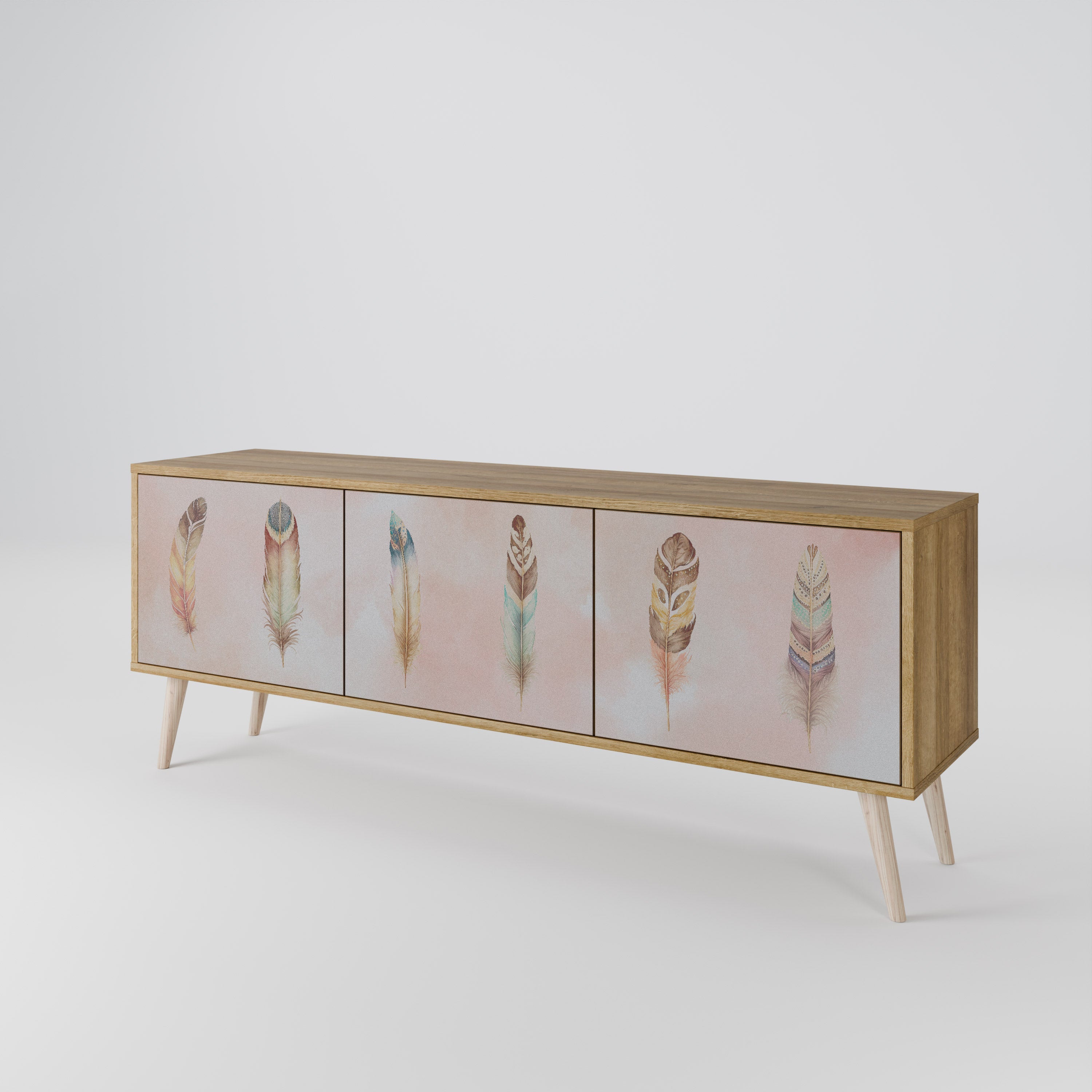 THE DELIQUESCE Móvel de TV com 3 Portas em Efeito Carvalho