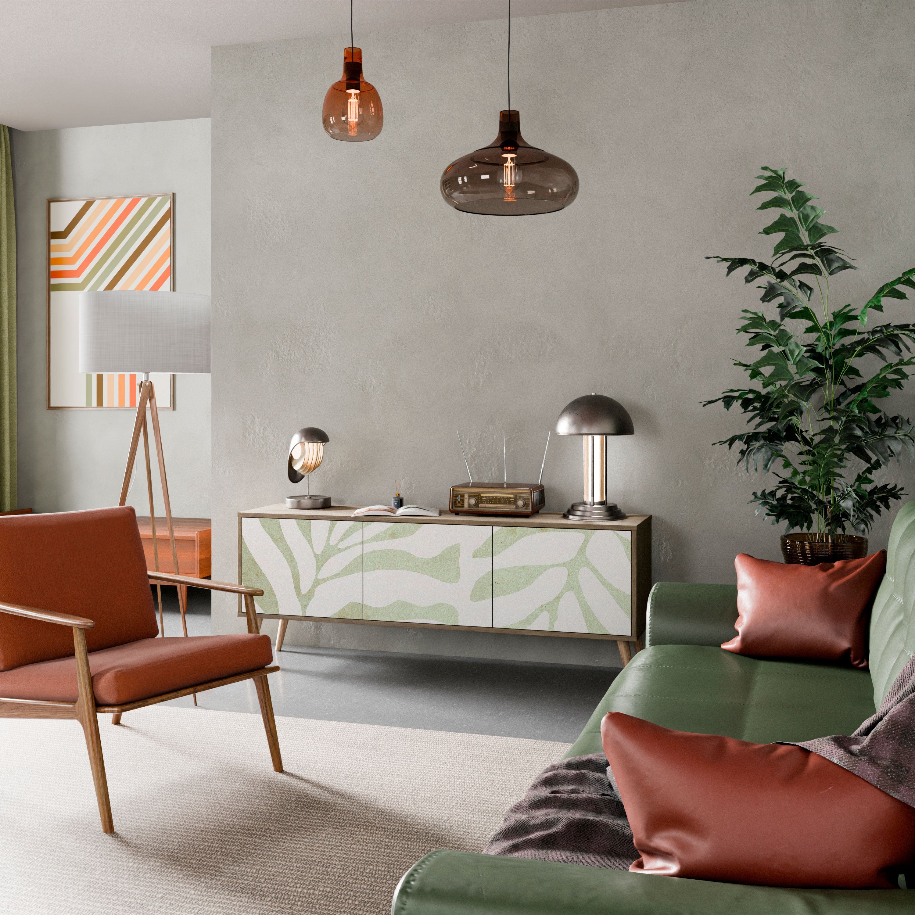 BOTANICAL SPARK Móvel de TV com 3 Portas em Efeito Carvalho