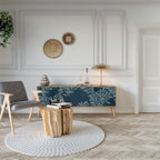 BLUE LEAVES Móvel de TV com 3 Portas em Efeito Carvalho