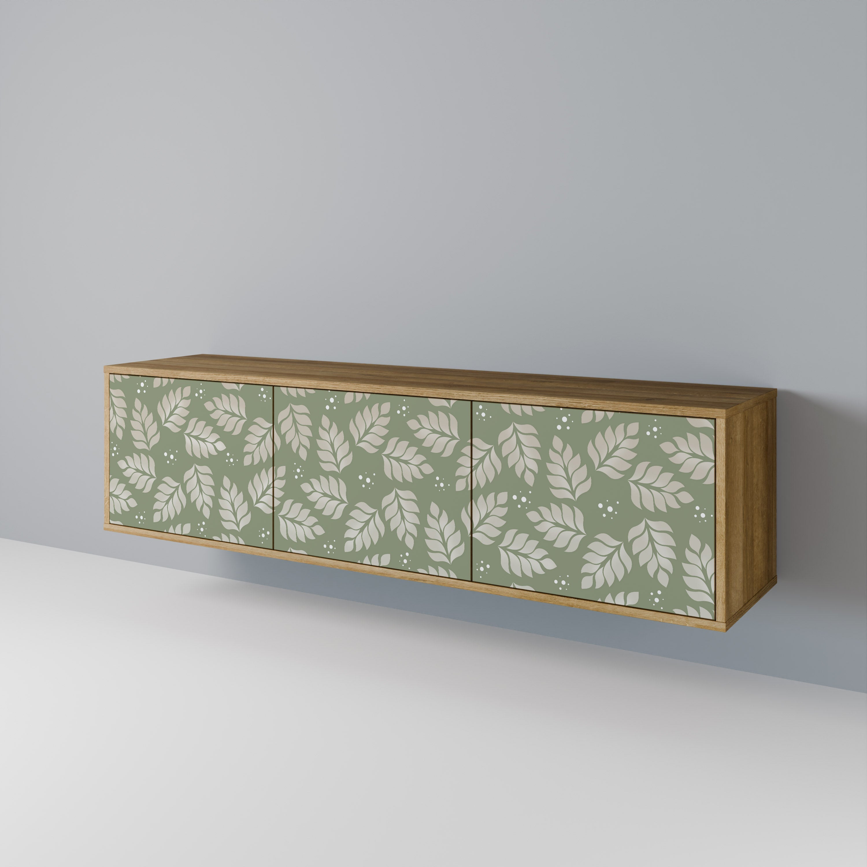 LEAVES ON GREEN Móvel de TV com 3 Portas em Efeito Carvalho