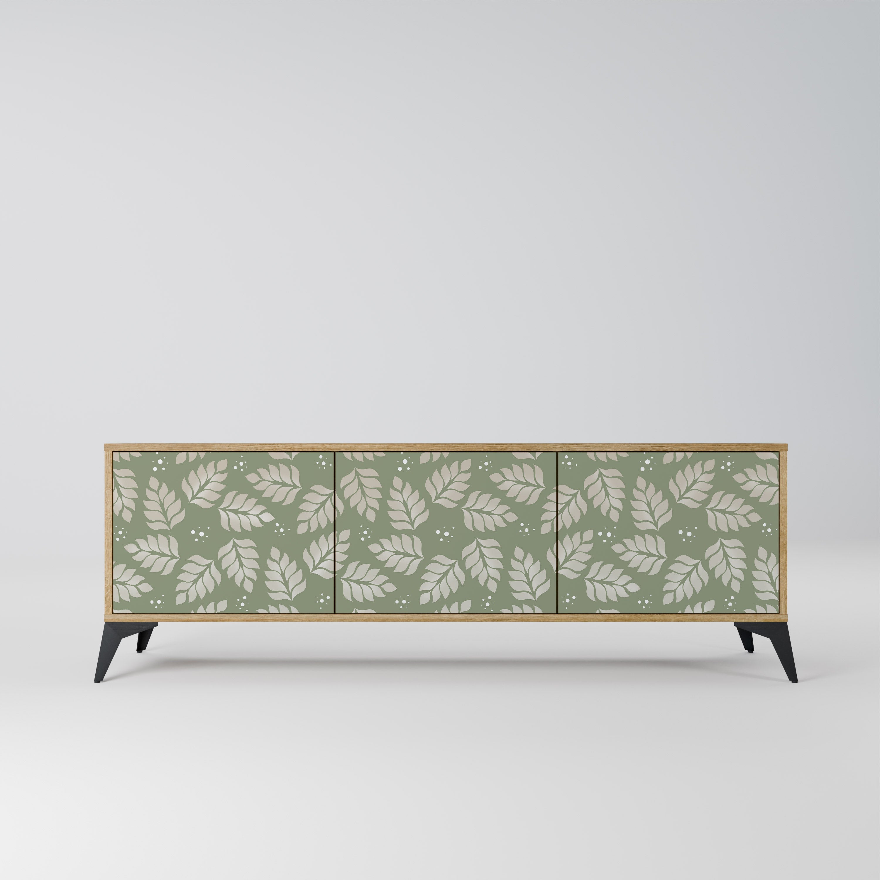 LEAVES ON GREEN Móvel de TV com 3 Portas em Efeito Carvalho