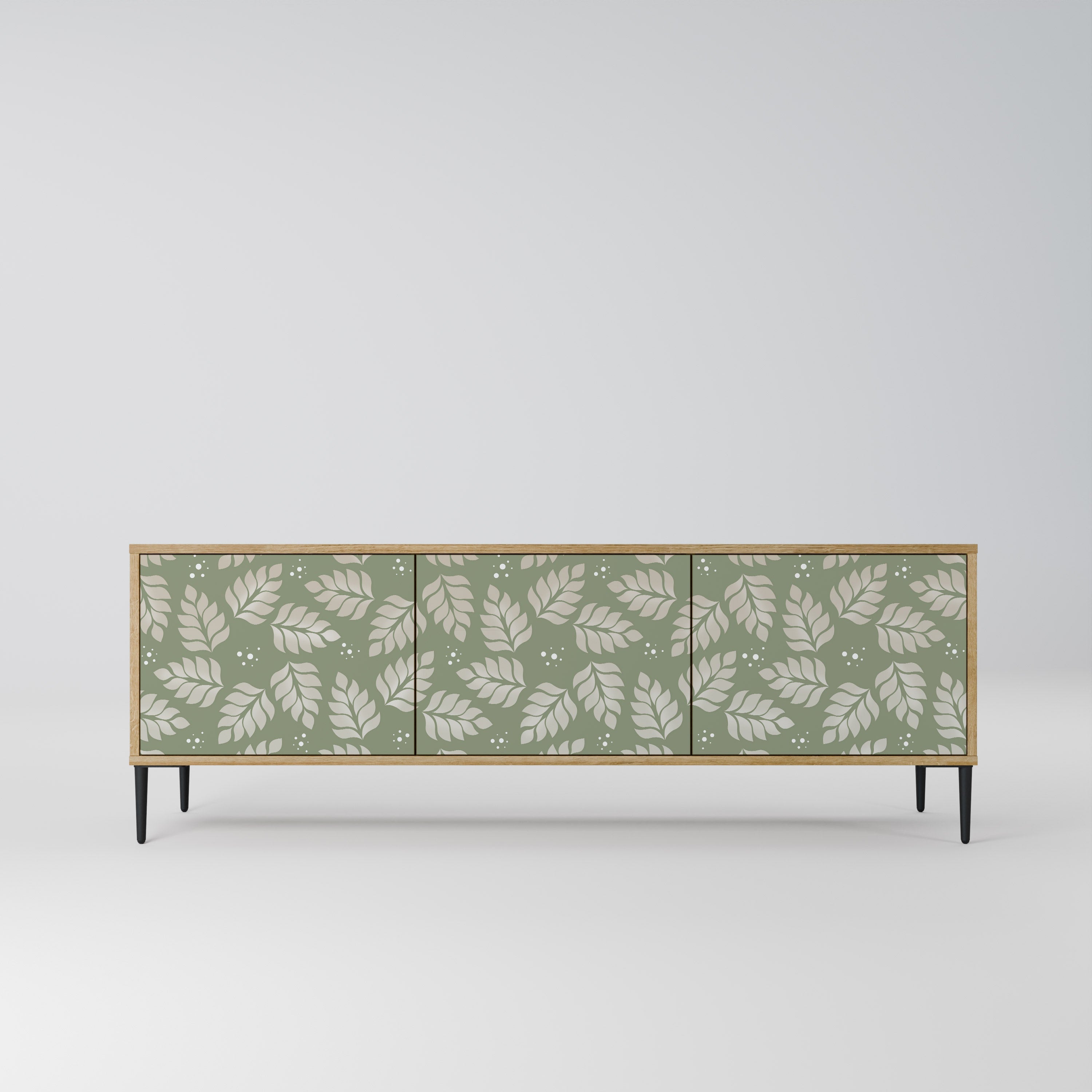 LEAVES ON GREEN Móvel de TV com 3 Portas em Efeito Carvalho