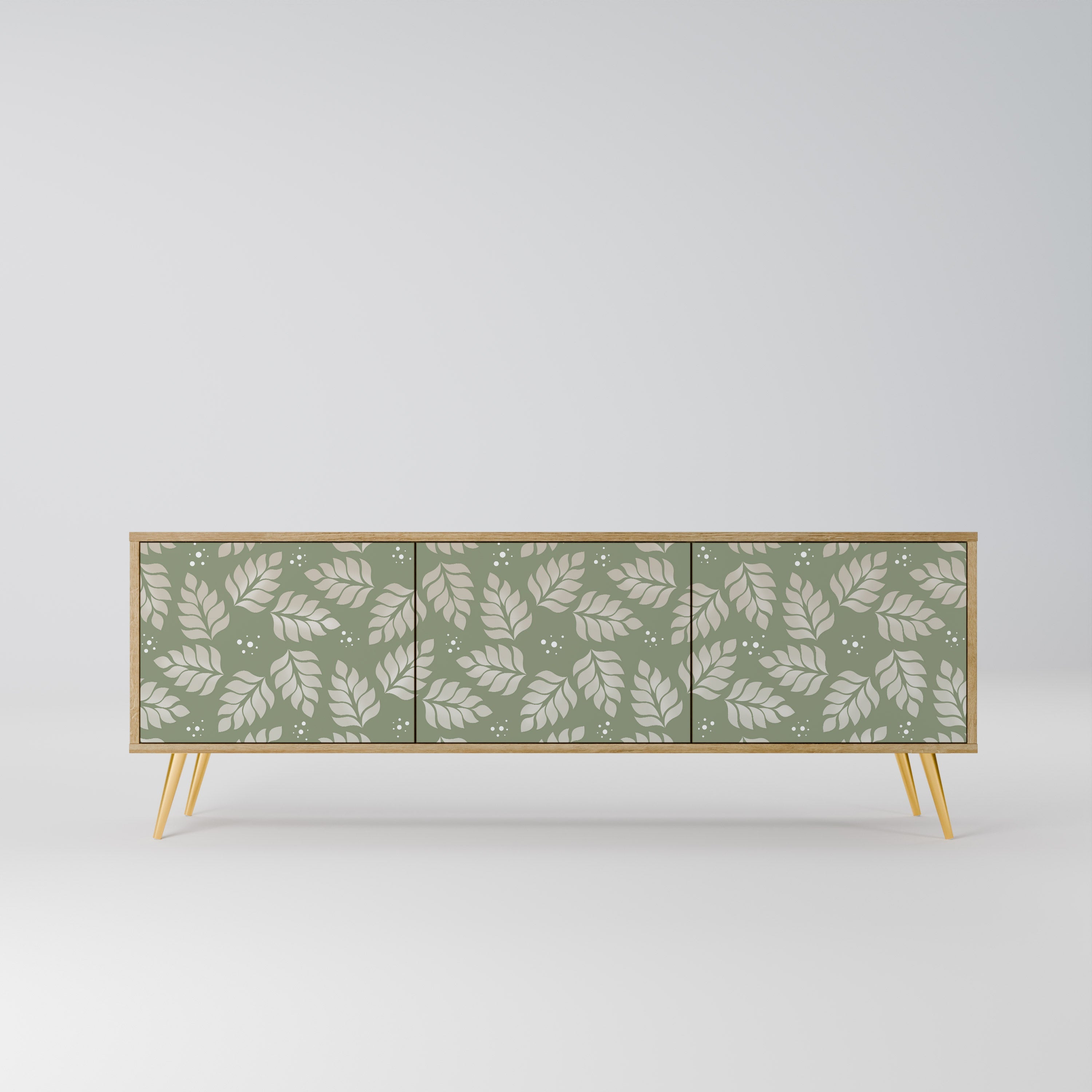 LEAVES ON GREEN Móvel de TV com 3 Portas em Efeito Carvalho