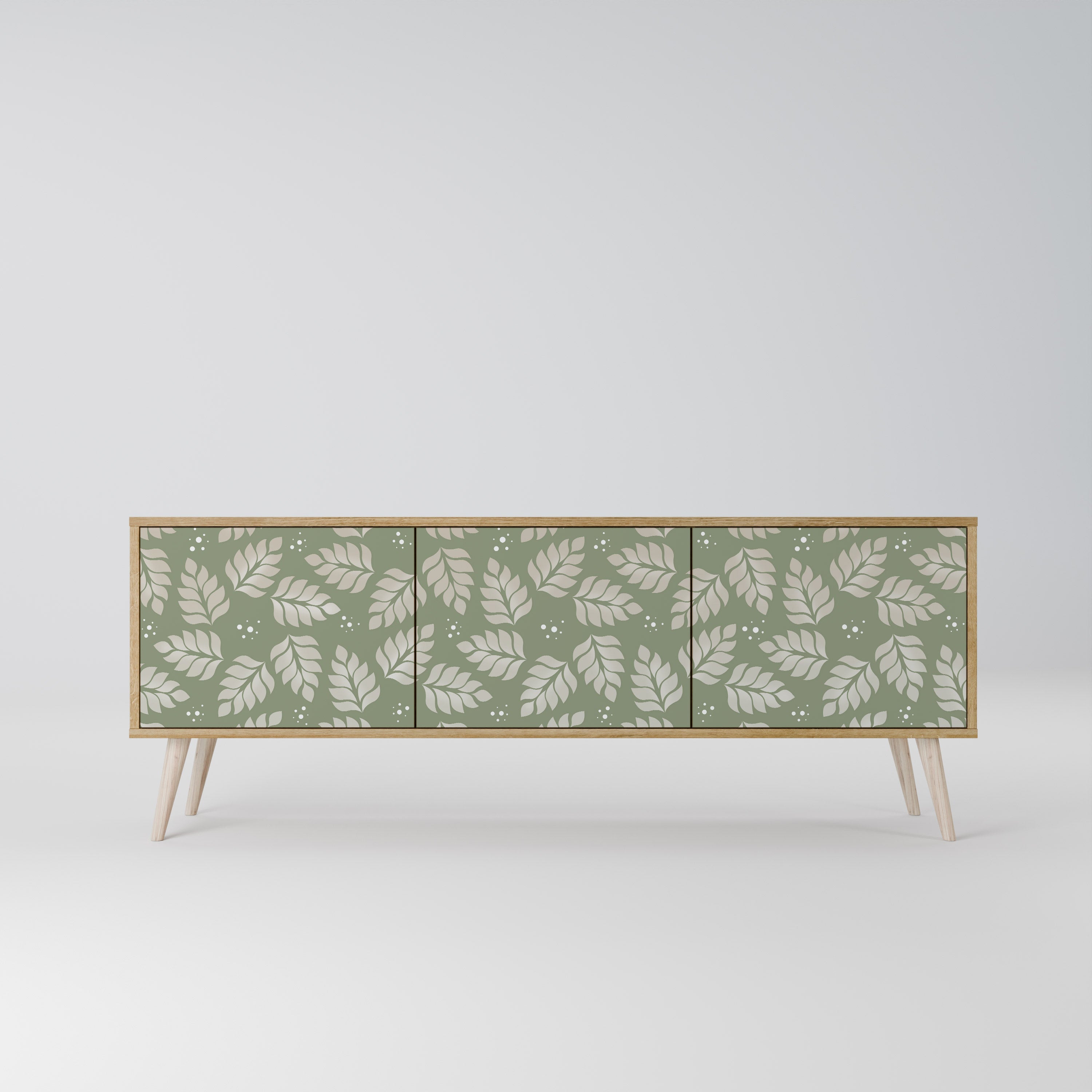 LEAVES ON GREEN Móvel de TV com 3 Portas em Efeito Carvalho