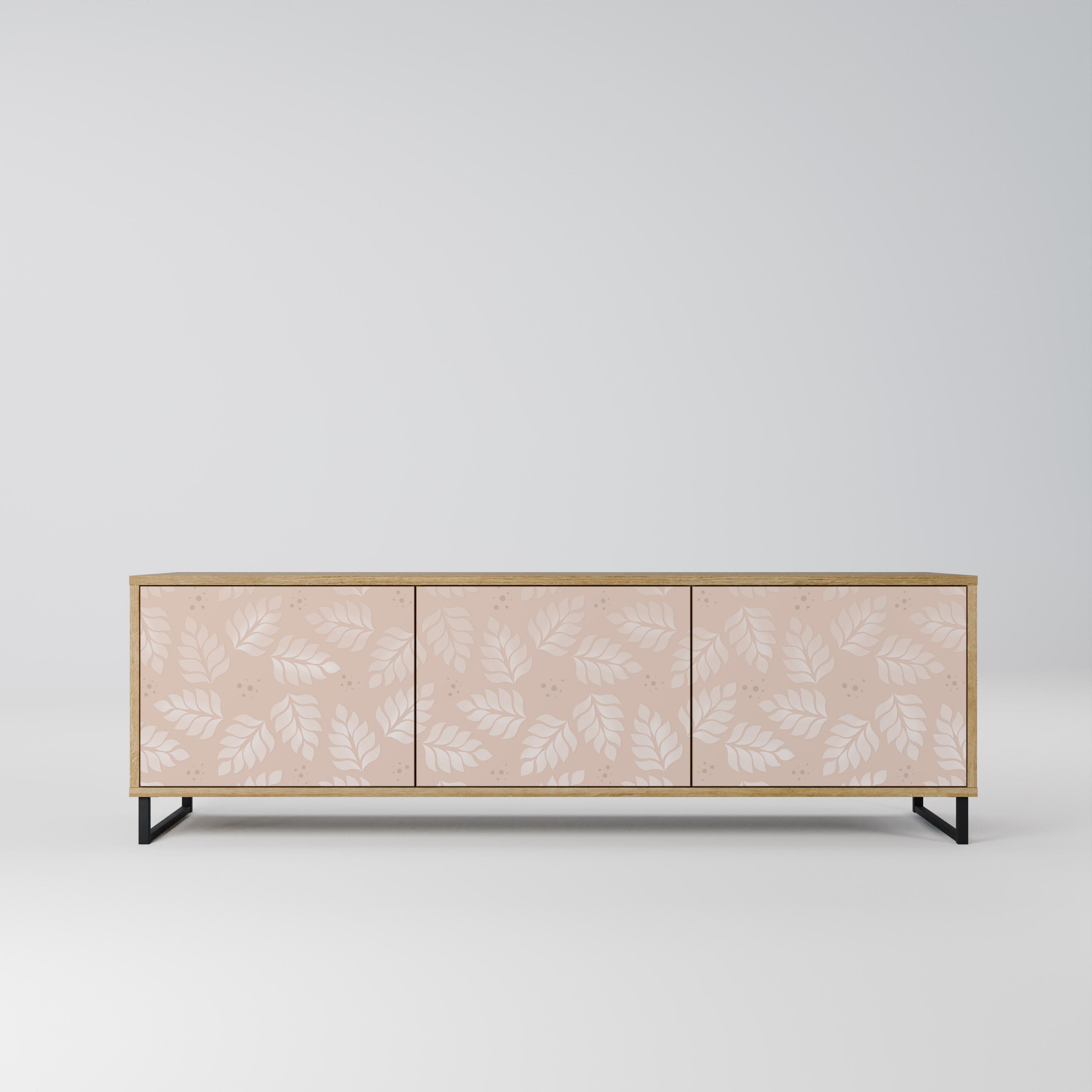 LEAVES ON BEIGE Móvel de TV com 3 Portas em Efeito Carvalho