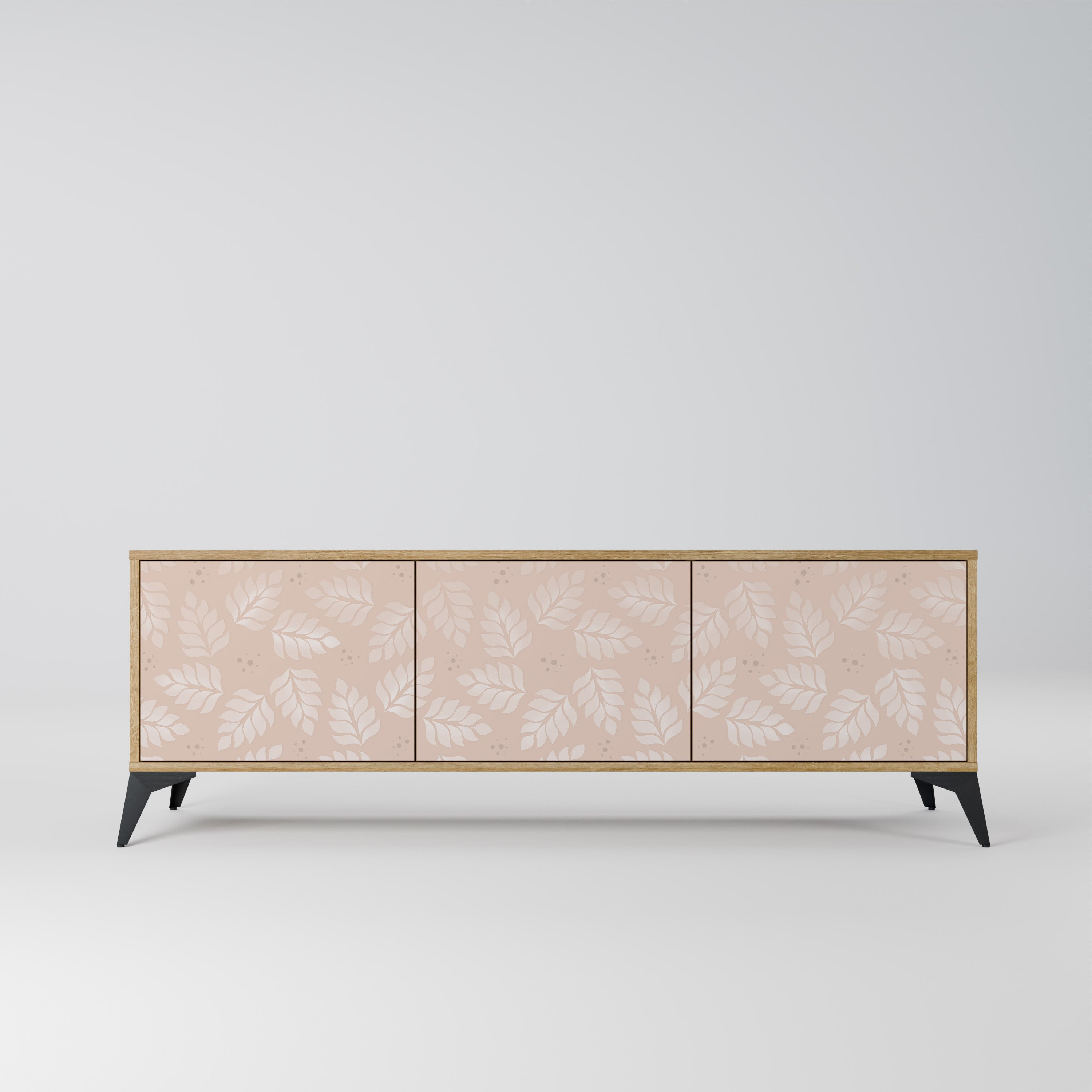 LEAVES ON BEIGE Móvel de TV com 3 Portas em Efeito Carvalho