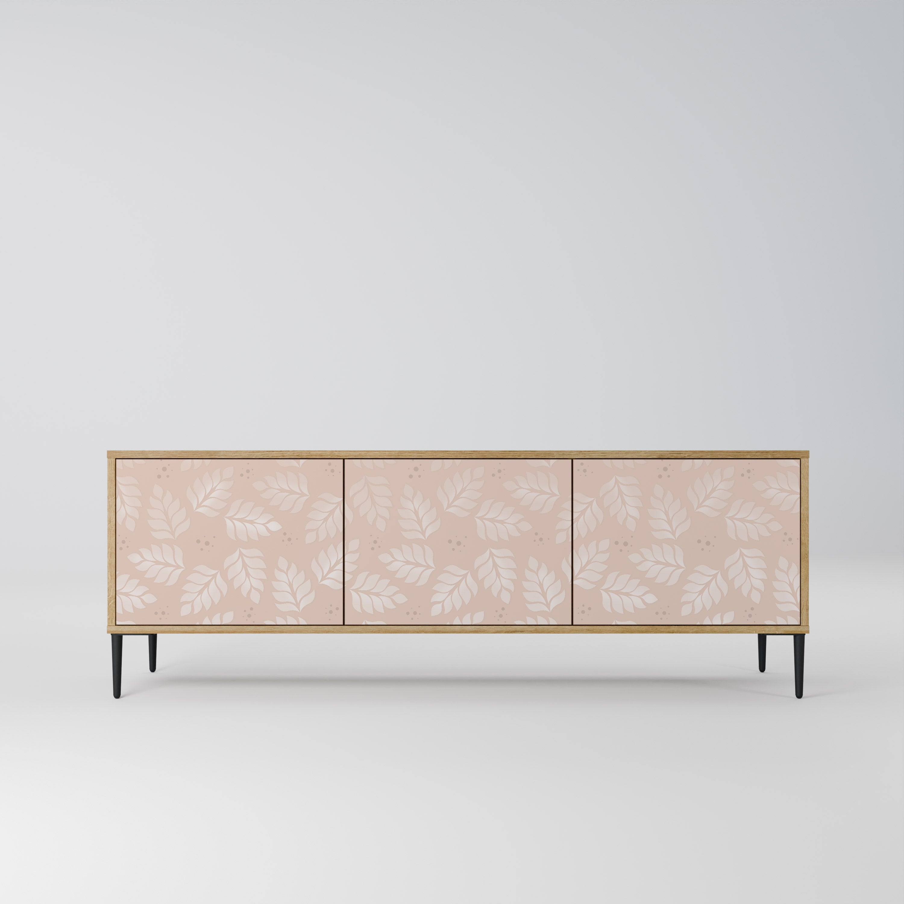 LEAVES ON BEIGE Móvel de TV com 3 Portas em Efeito Carvalho