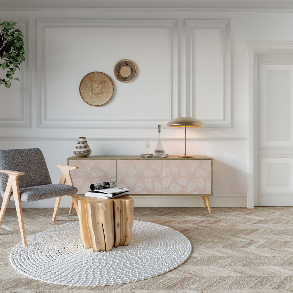 LEAVES ON BEIGE Móvel de TV com 3 Portas em Efeito Carvalho