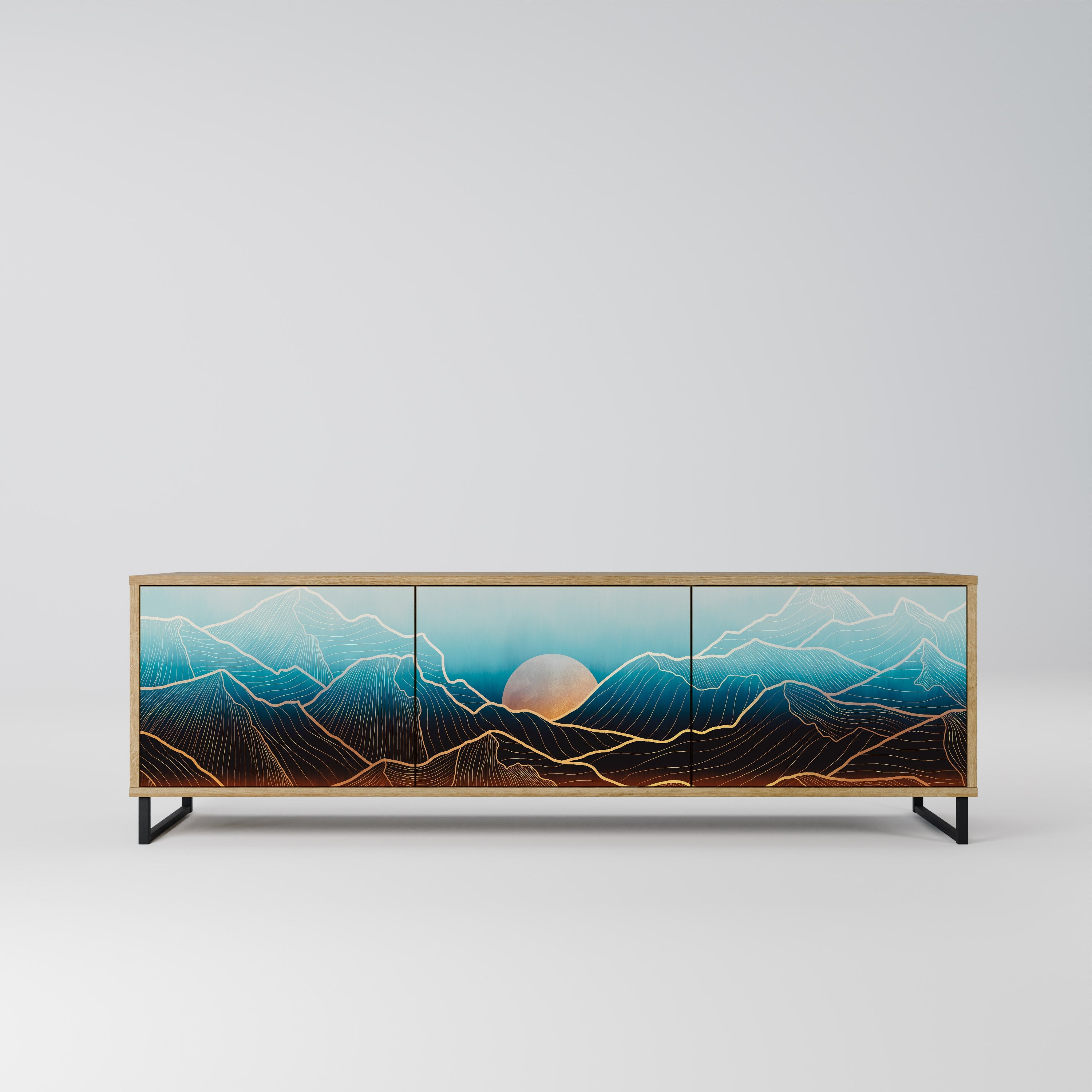 LUNAR SECRETS Móvel de TV com 3 Portas em Efeito Carvalho