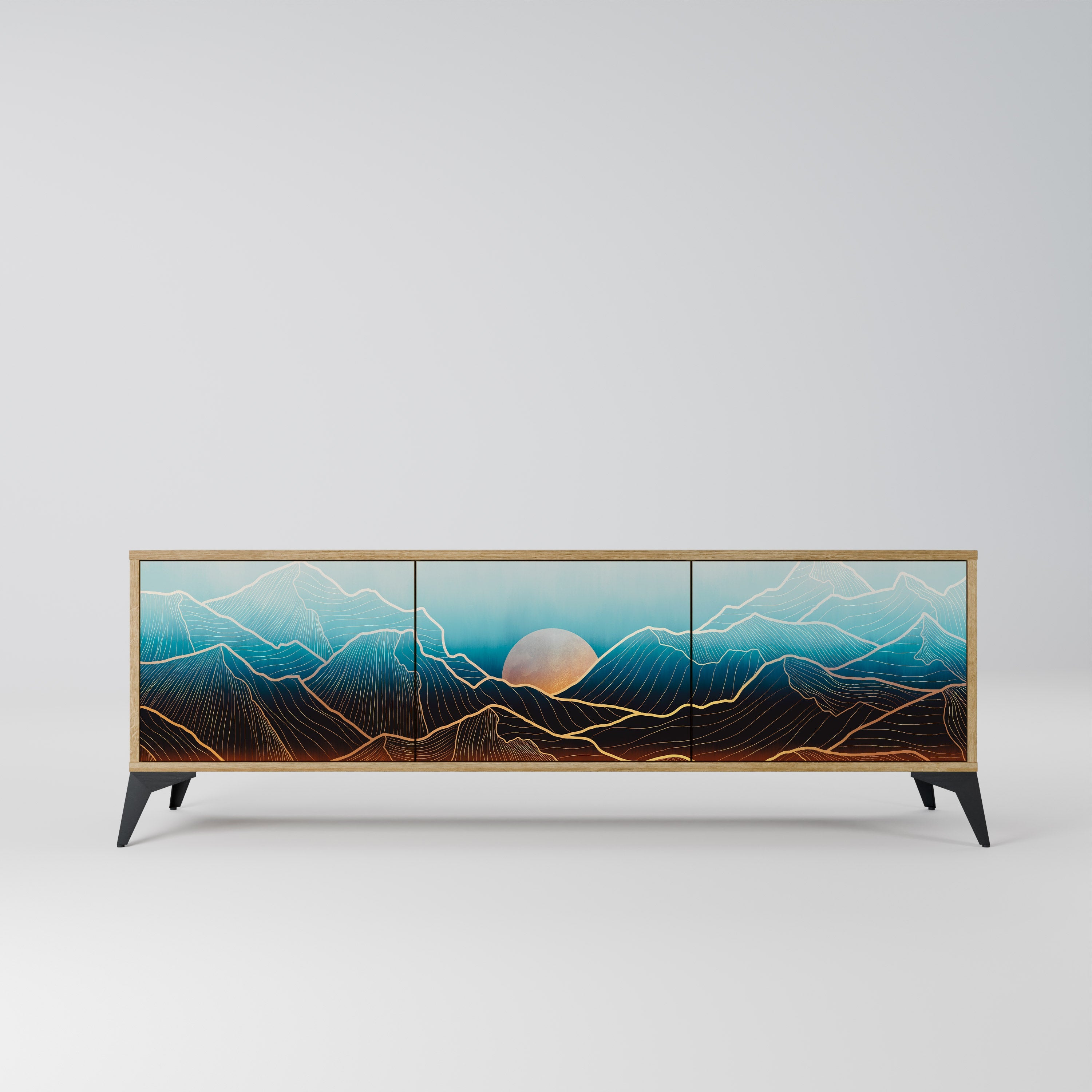 LUNAR SECRETS Móvel de TV com 3 Portas em Efeito Carvalho