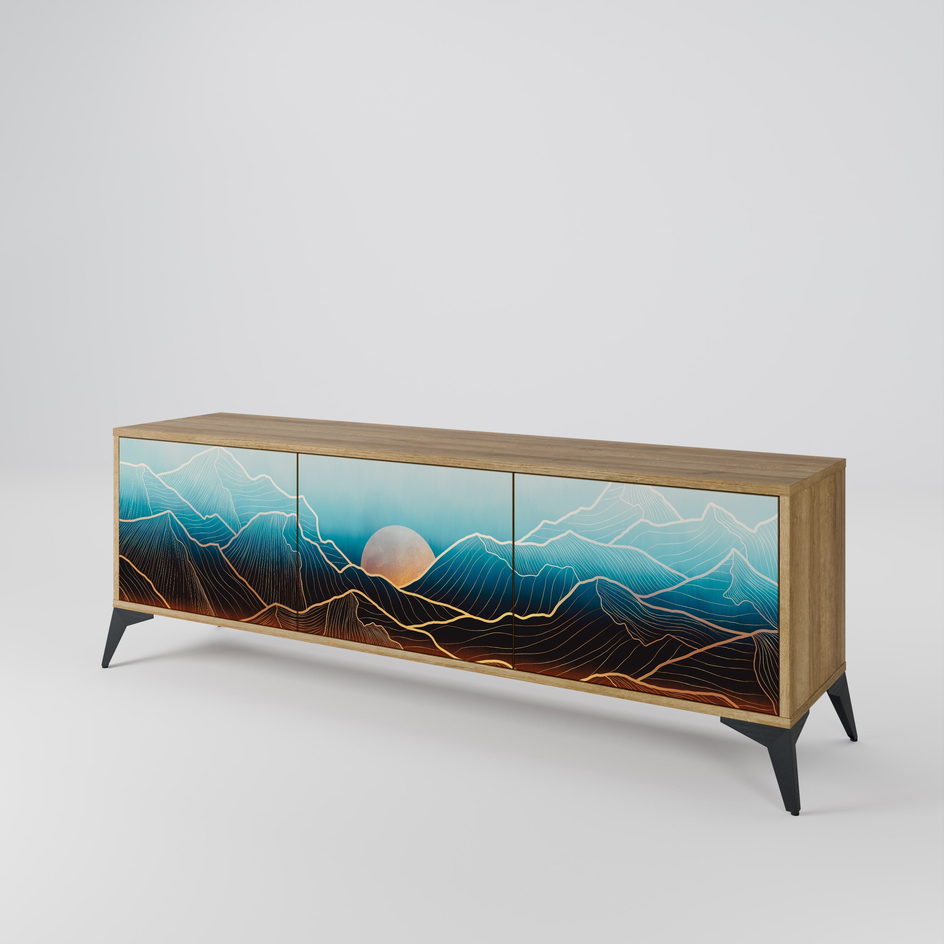 LUNAR SECRETS Móvel de TV com 3 Portas em Efeito Carvalho