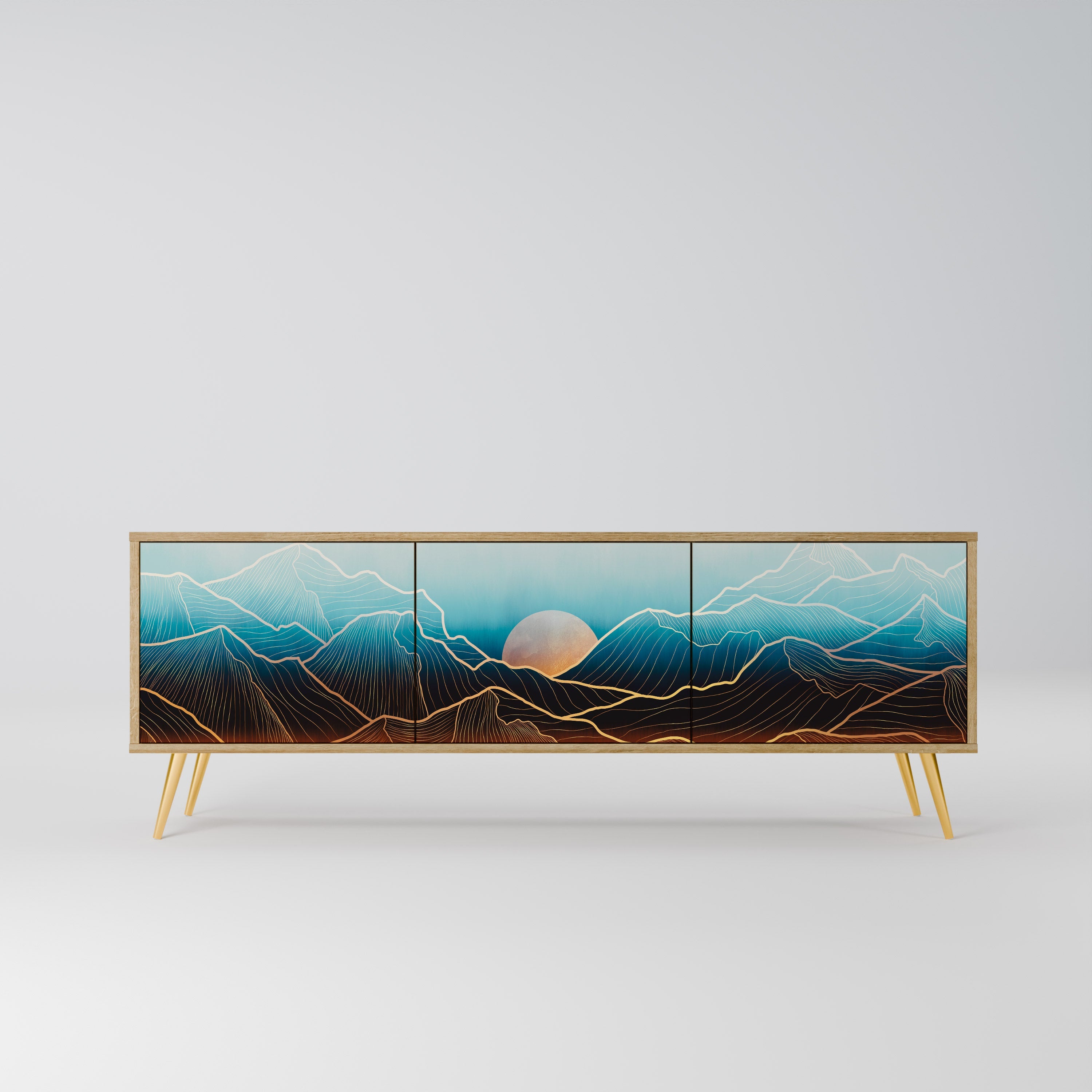 LUNAR SECRETS Móvel de TV com 3 Portas em Efeito Carvalho